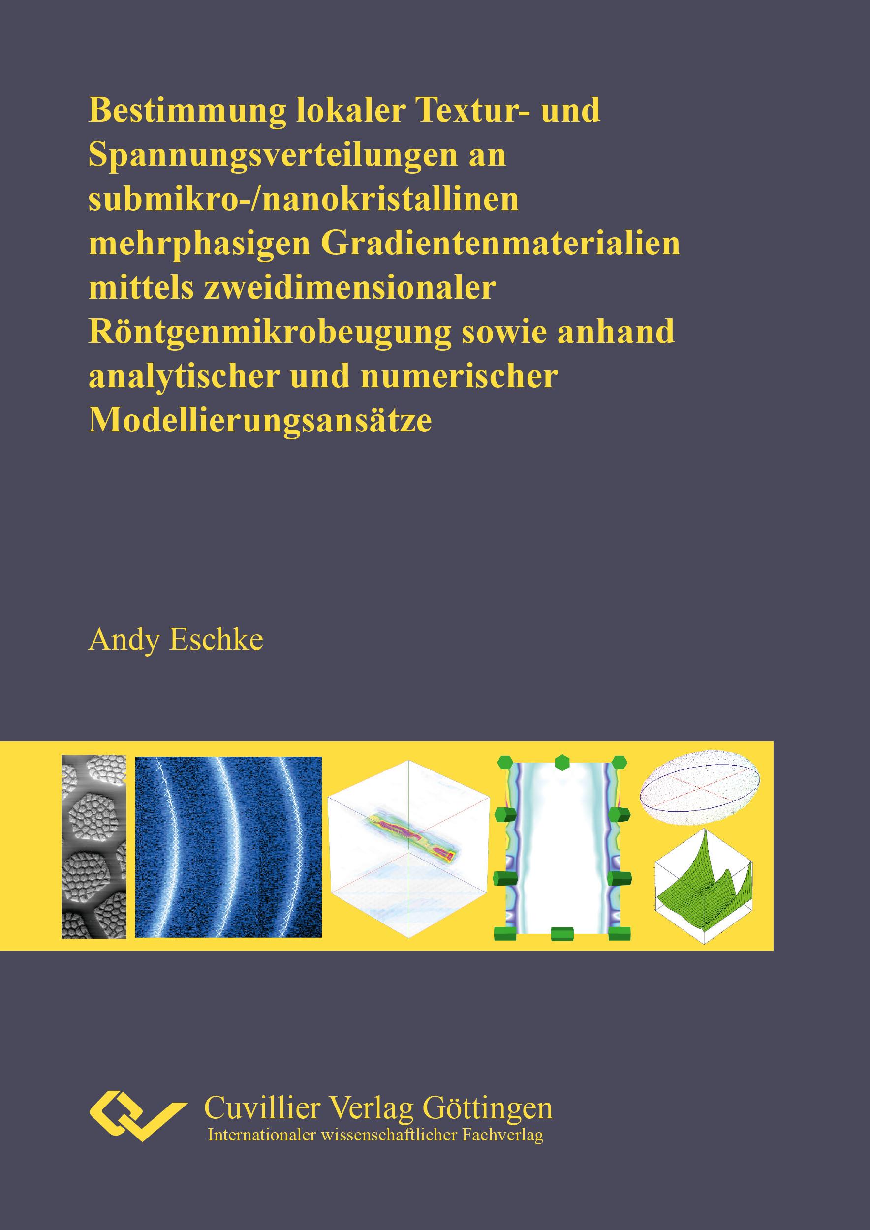 Vorderes Coverbild Bestimmung lokaler Textur- und Spannungsverteilungen an submikro-/nanokristallinen mehrphasigen Gradientenmaterialien mittels zweidimensionaler Röntgenmikrobeugung sowie an-hand analytischer und numerischer Modellierungsansätze