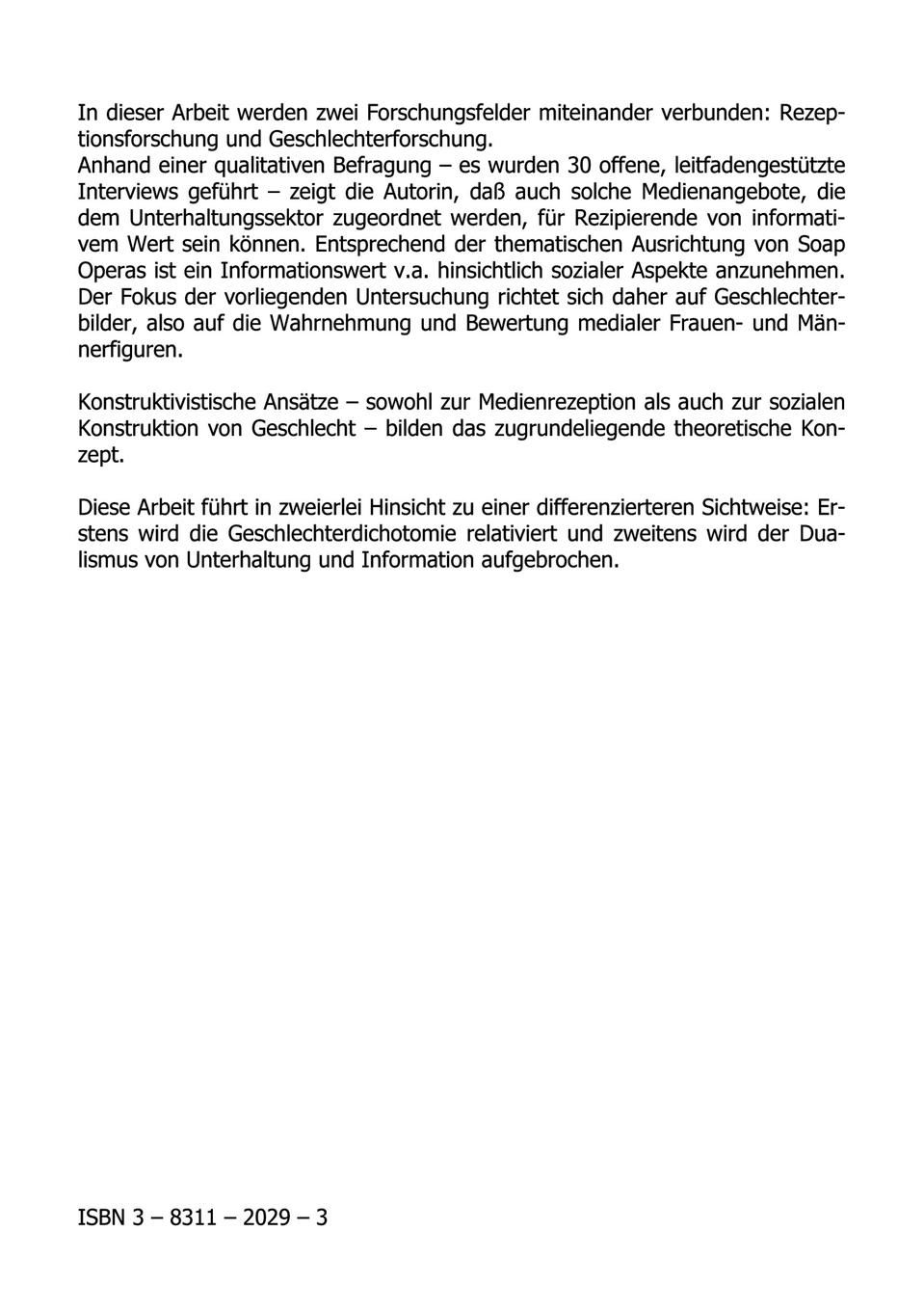 Rückseitencover ... Du nimmst ja auch irgend etwas mit aus diesen Serien in den Alltag ... Medienrezeption, Geschlechterkonstruktion und