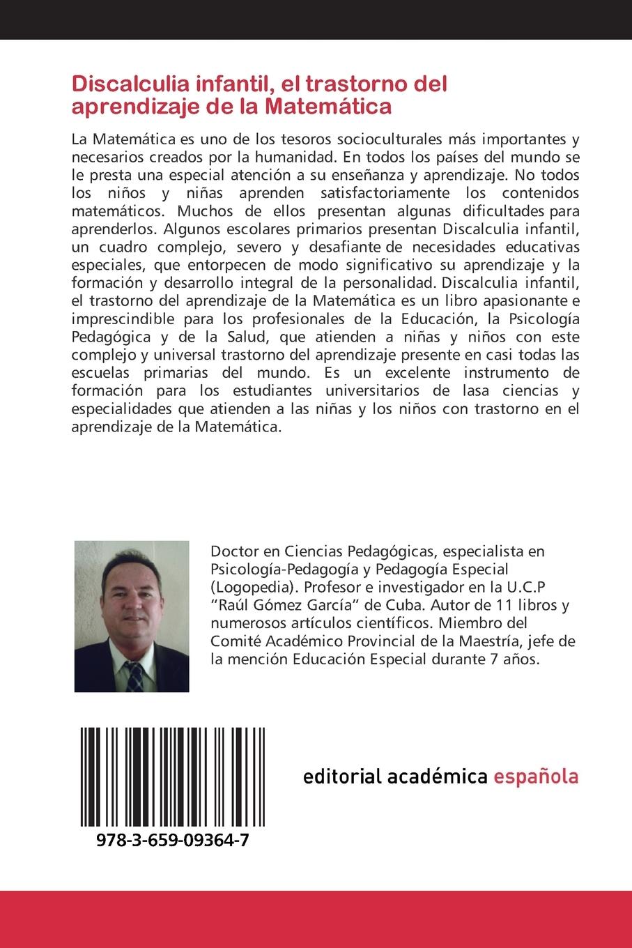 Rückseitencover Discalculia infantil, el trastorno del aprendizaje de la Matemática