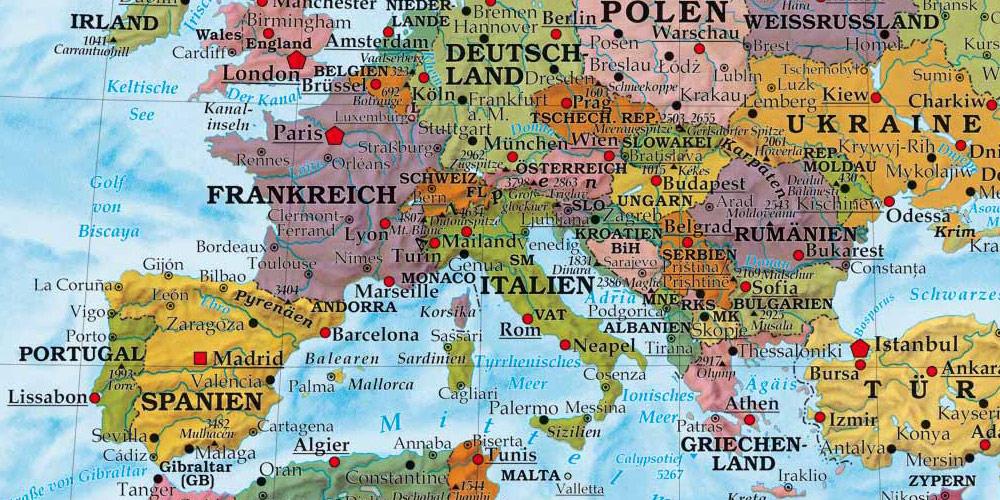Beispielinhalt (Bild) Die Welt deutsch Poster 1 : 40.000.000. Plano in Rolle