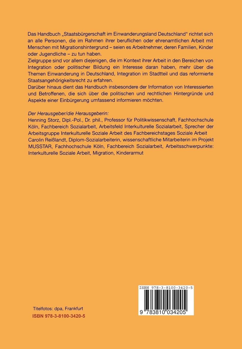 Rückseitencover Staatsbürgerschaft im Einwanderungsland Deutschland