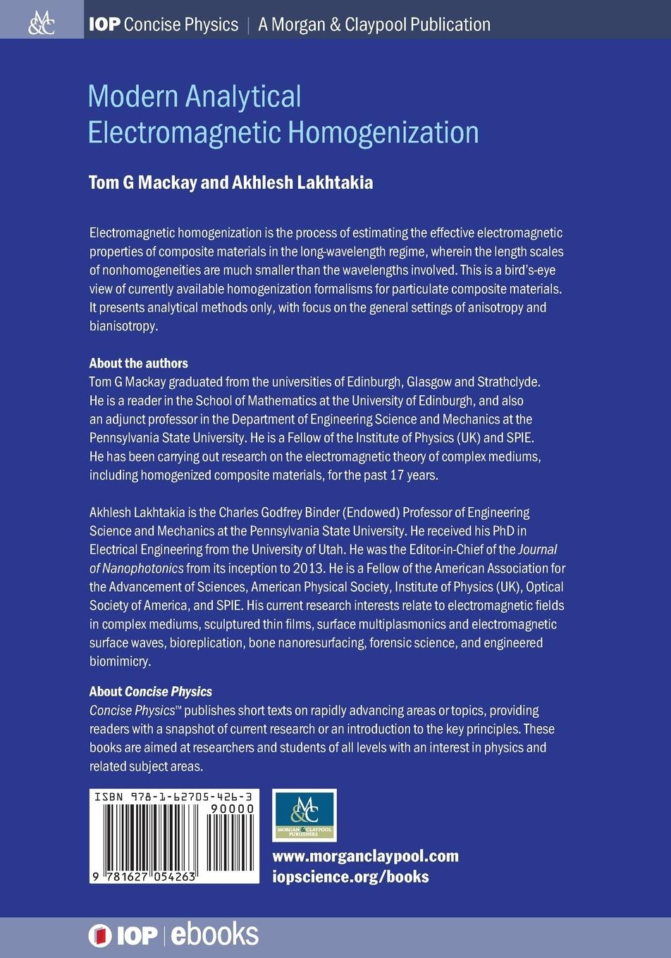 Rückseitencover Modern Analytical Electromagnetic Homogenization