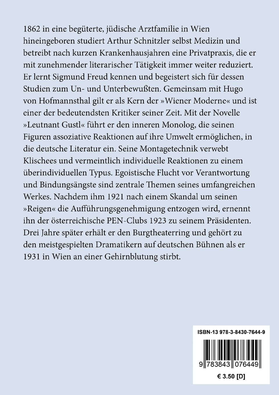 Rückseitencover Leutnant Gustl