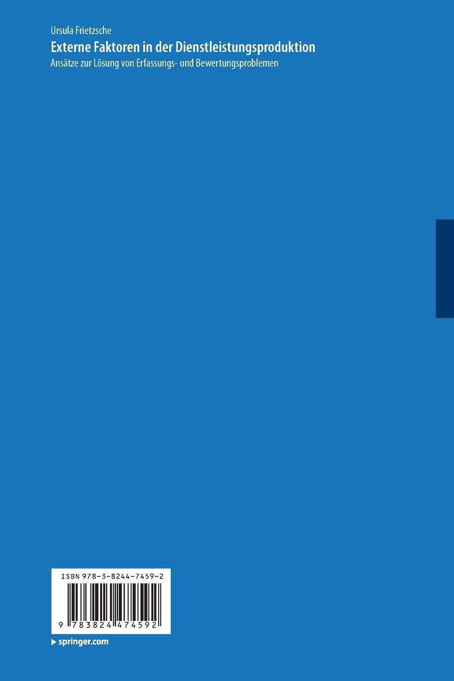 Rückseitencover Externe Faktoren in der Dienstleistungsproduktion