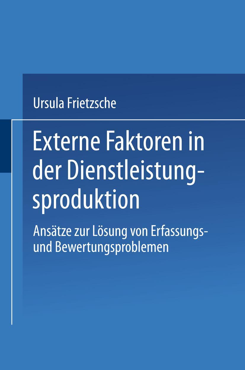 Vorderes Coverbild Externe Faktoren in der Dienstleistungsproduktion