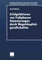 Vorderes Coverbild Erfolgsfaktoren von Frühphasenfinanzierungen durch Wagniskapitalgesellschaften