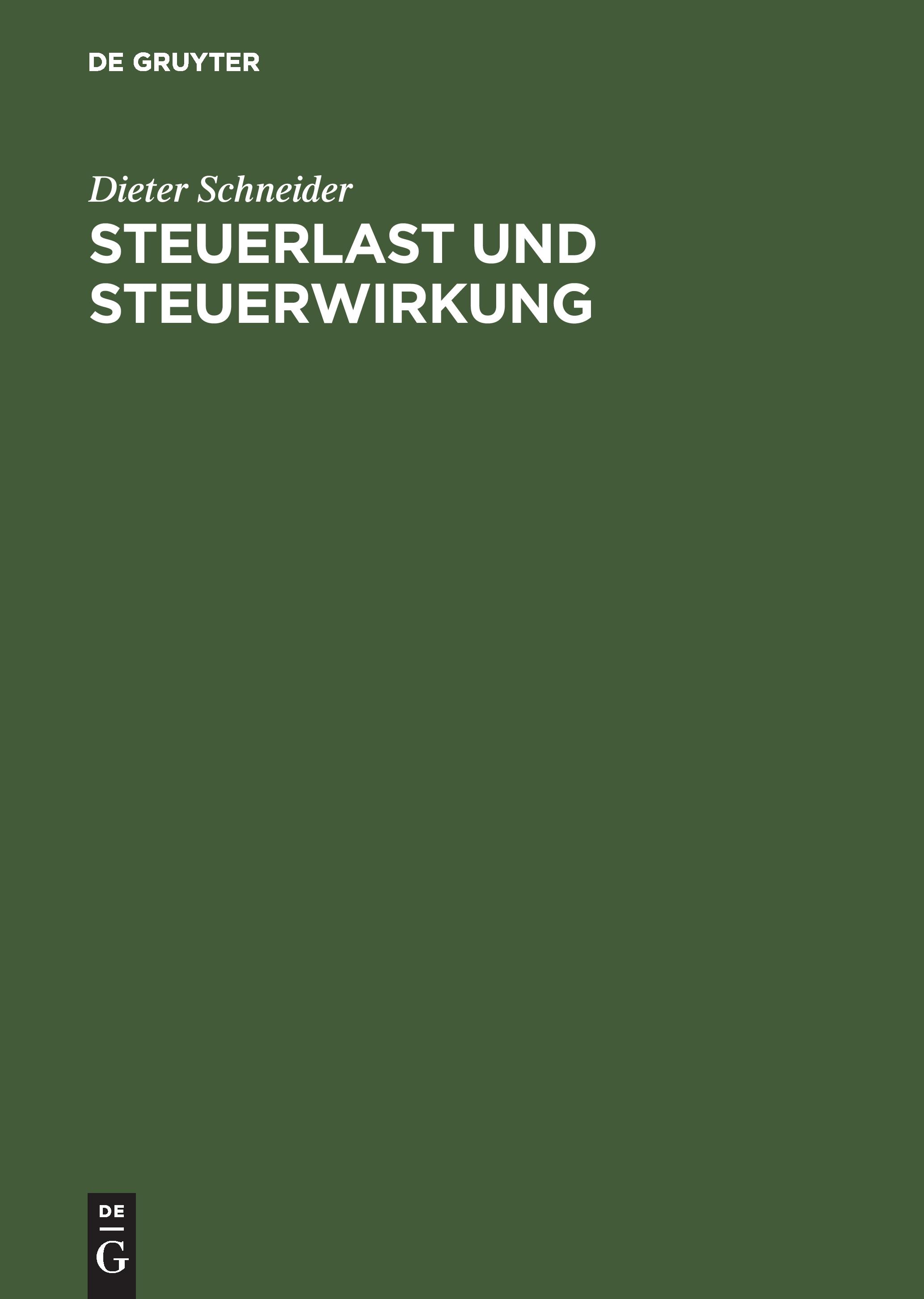 Vorderes Coverbild Steuerlast und Steuerwirkung