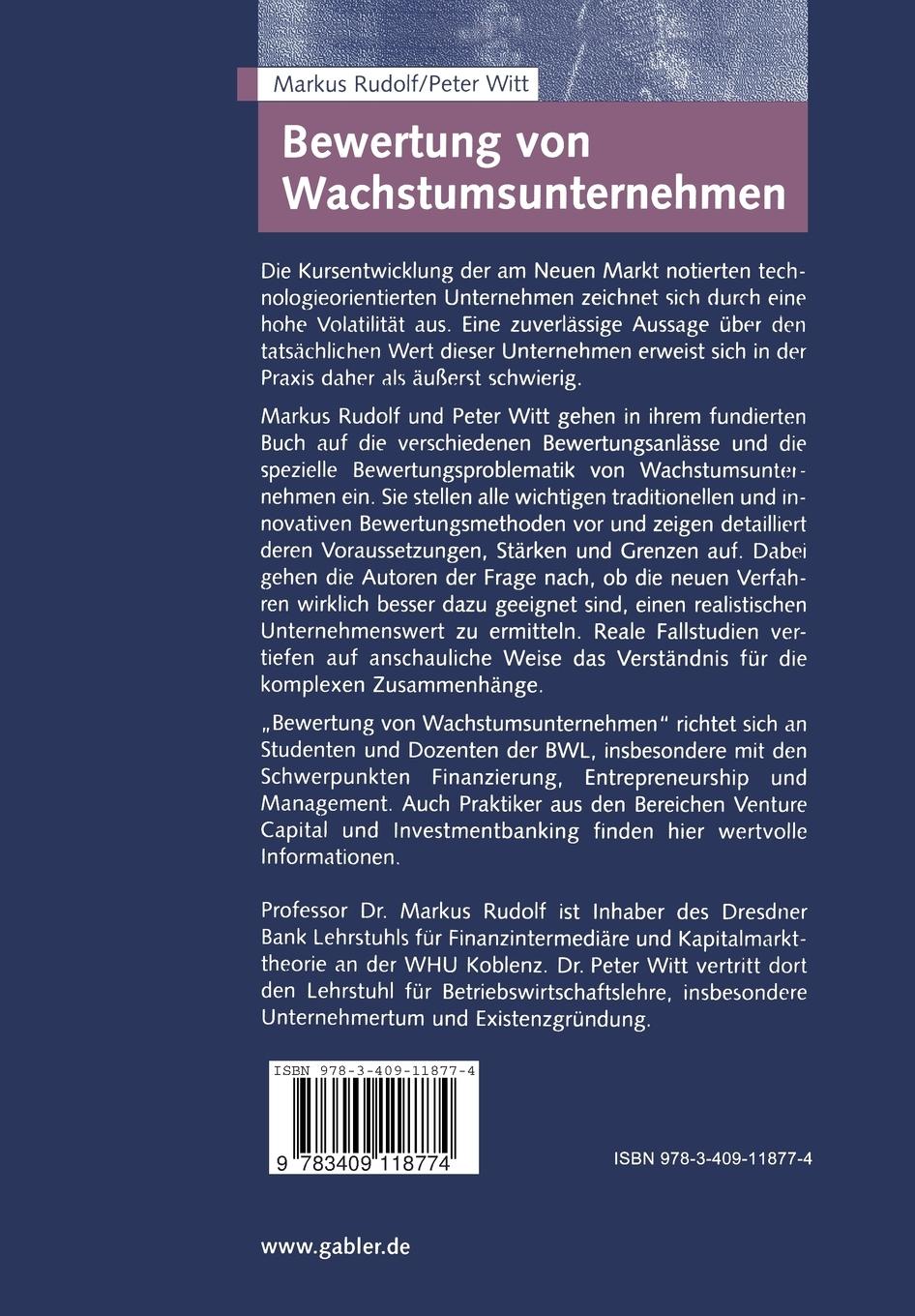 Rückseitencover Bewertung von Wachstumsunternehmen