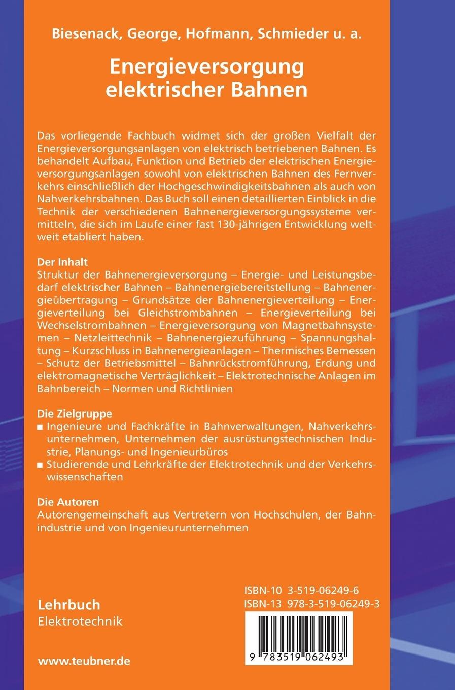 Rückseitencover Energieversorgung elektrischer Bahnen