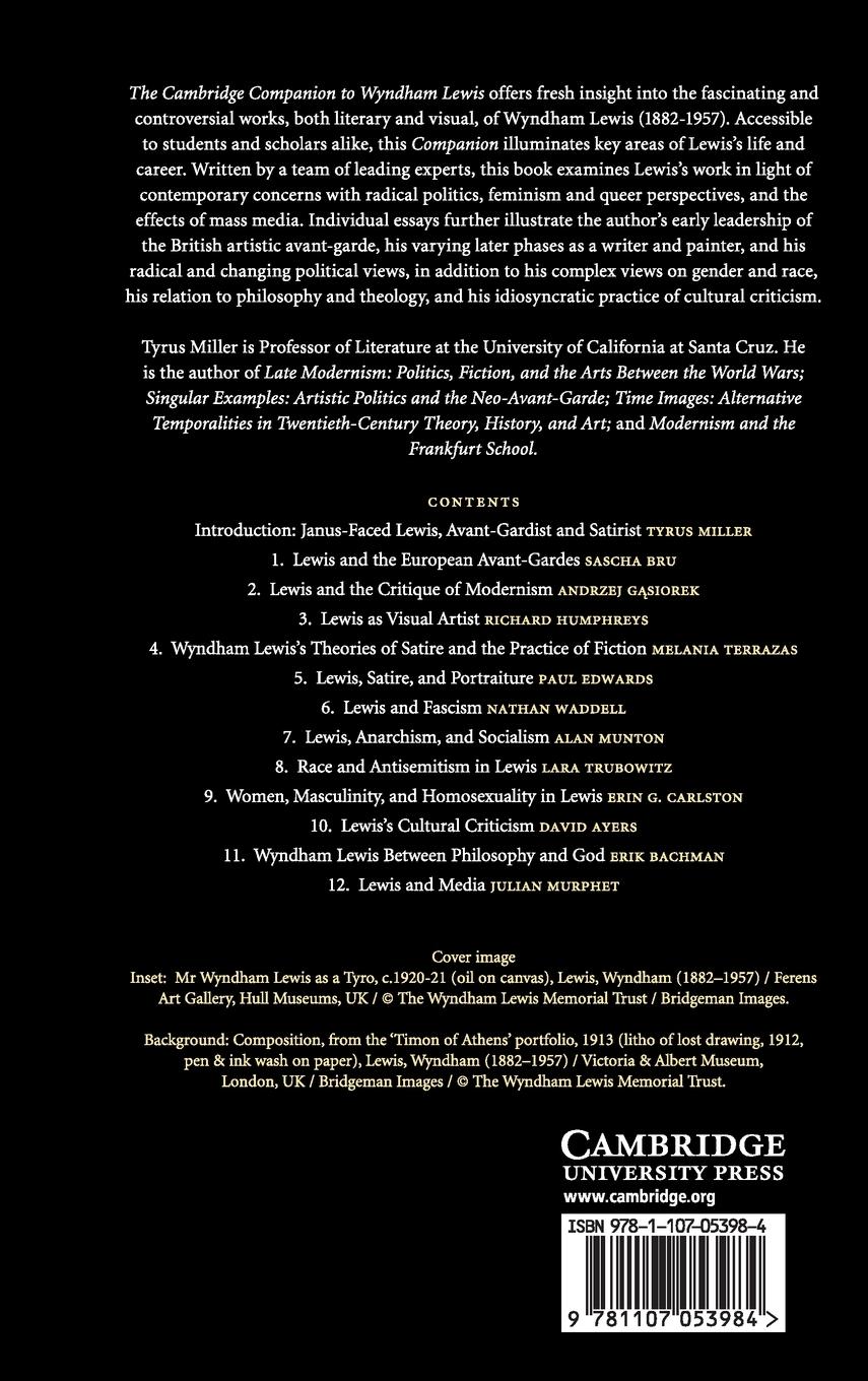 Rückseitencover The Cambridge Companion to Wyndham Lewis
