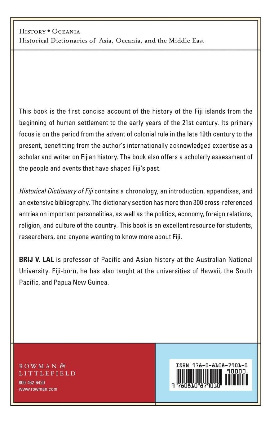 Rückseitencover Historical Dictionary of Fiji