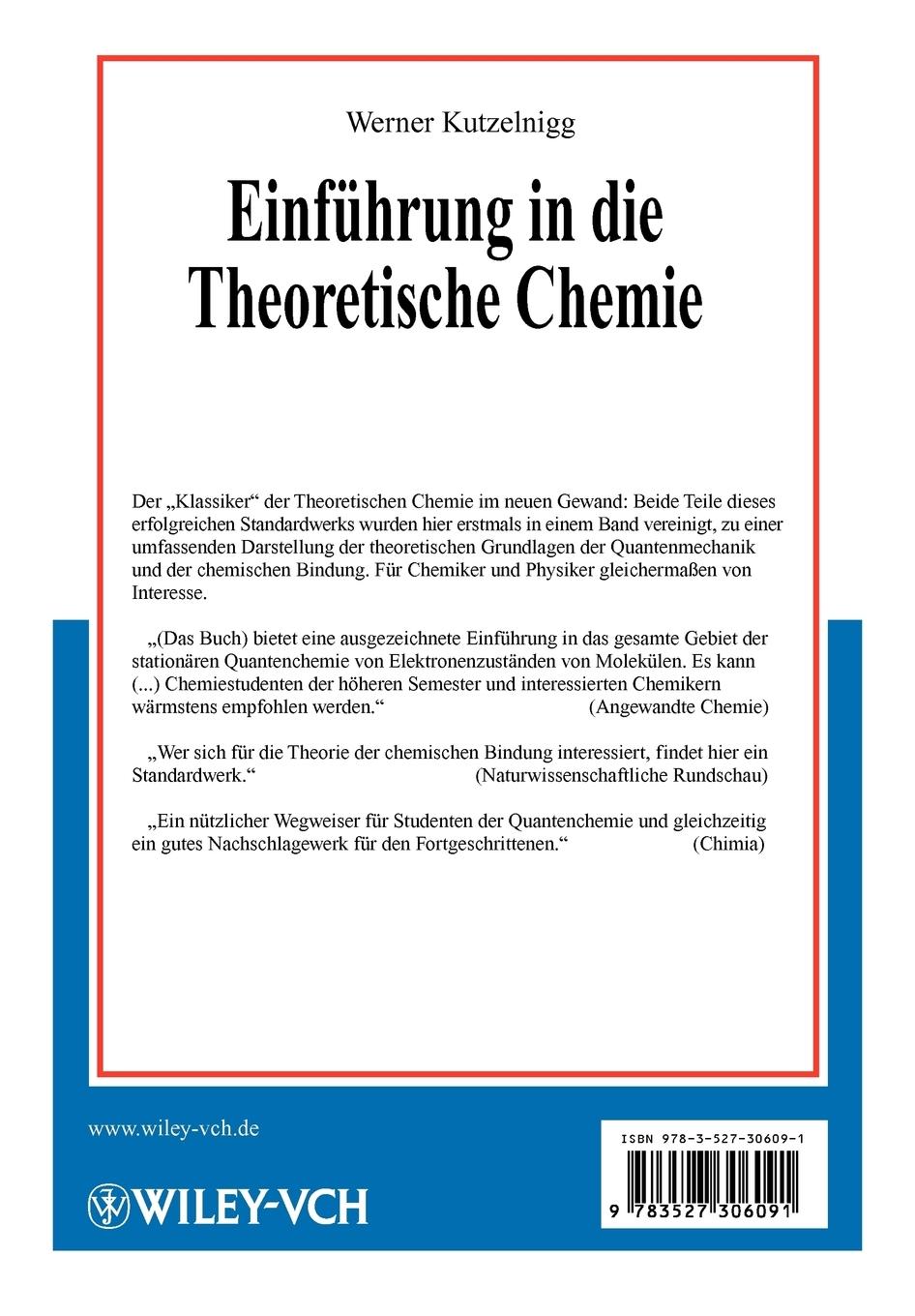 Rückseitencover Einführung in die Theoretische Chemie