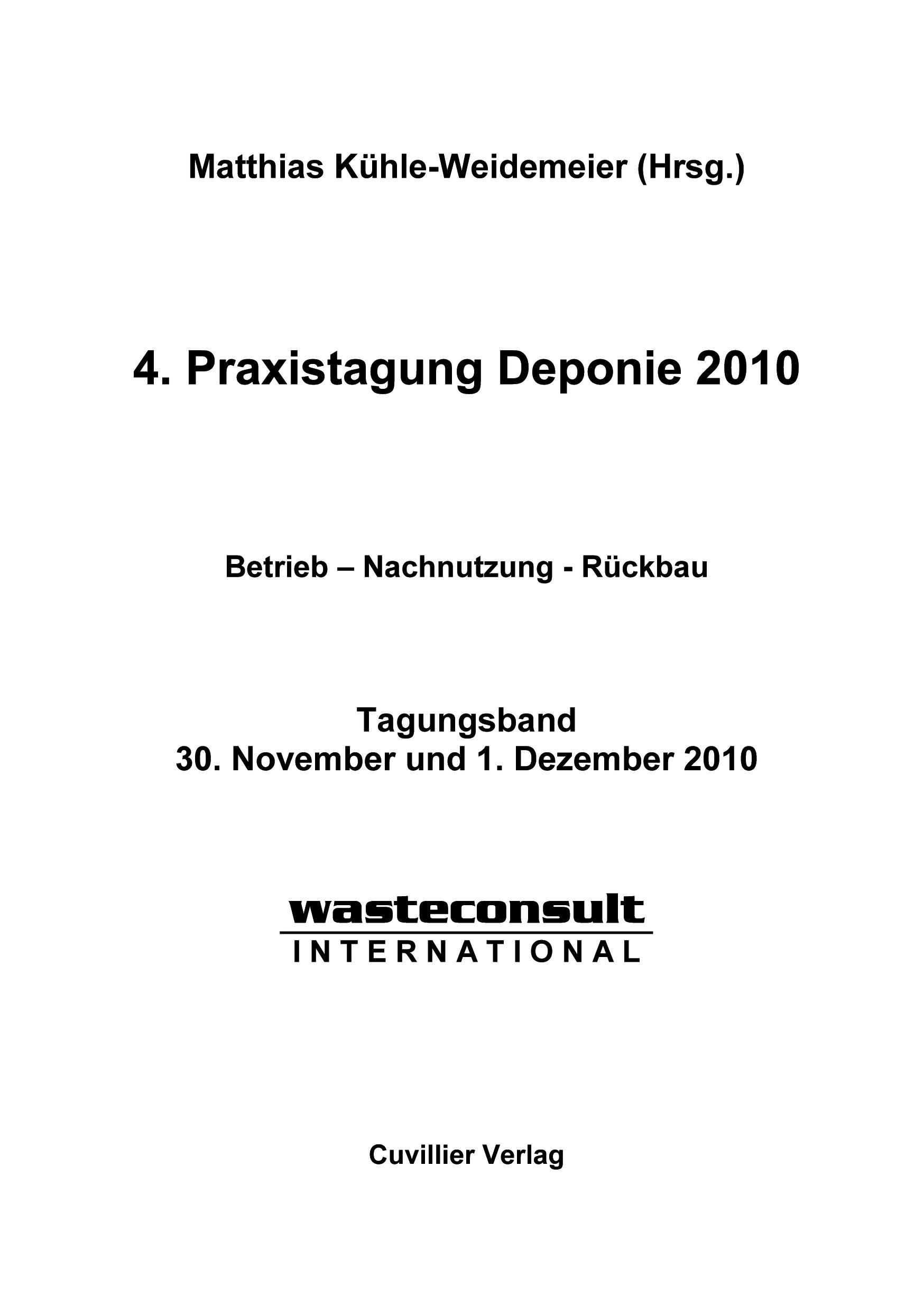 Vorderes Coverbild 4. Praxistagung Deponie 2010