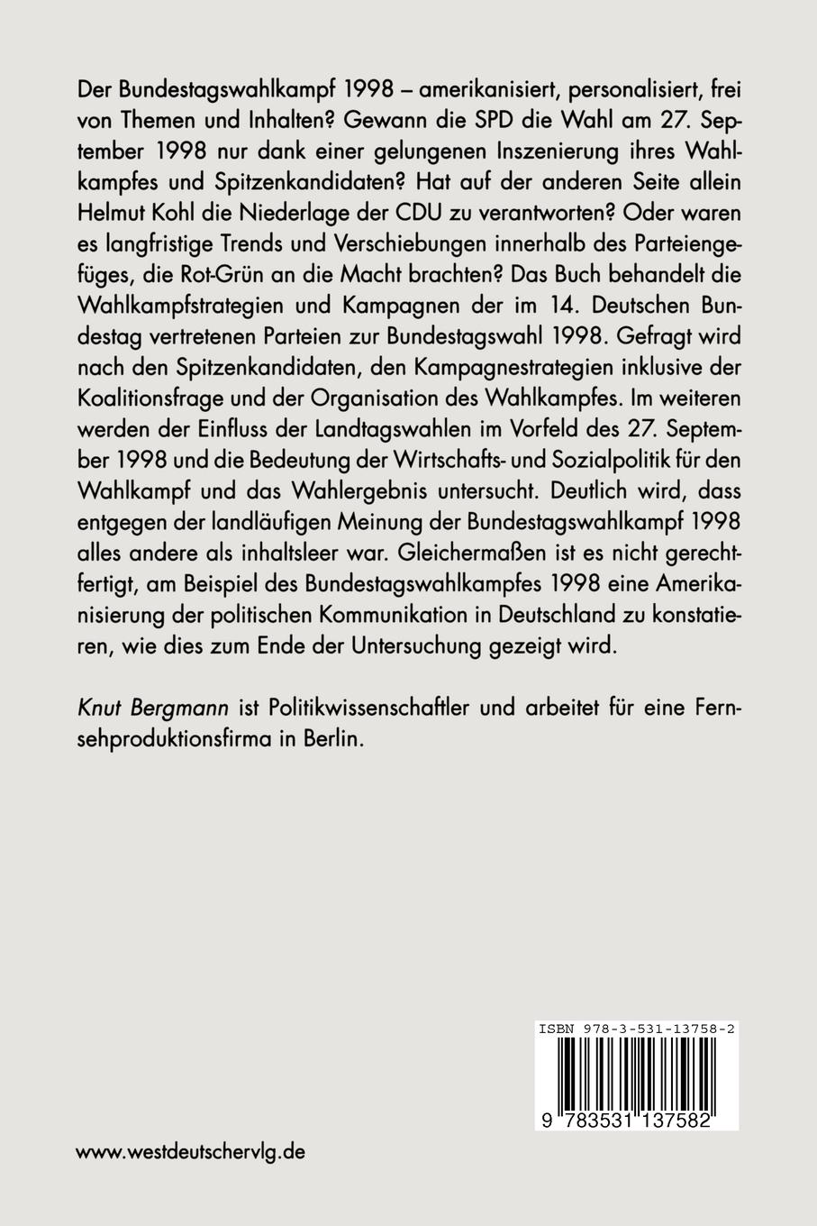 Rückseitencover Der Bundestagswahlkampf 1998