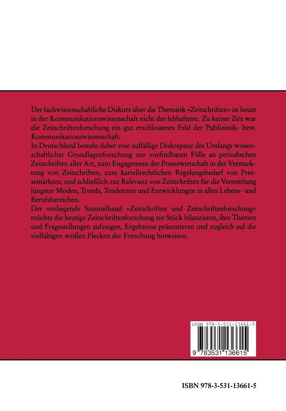 Rückseitencover Zeitschriften und Zeitschriftenforschung