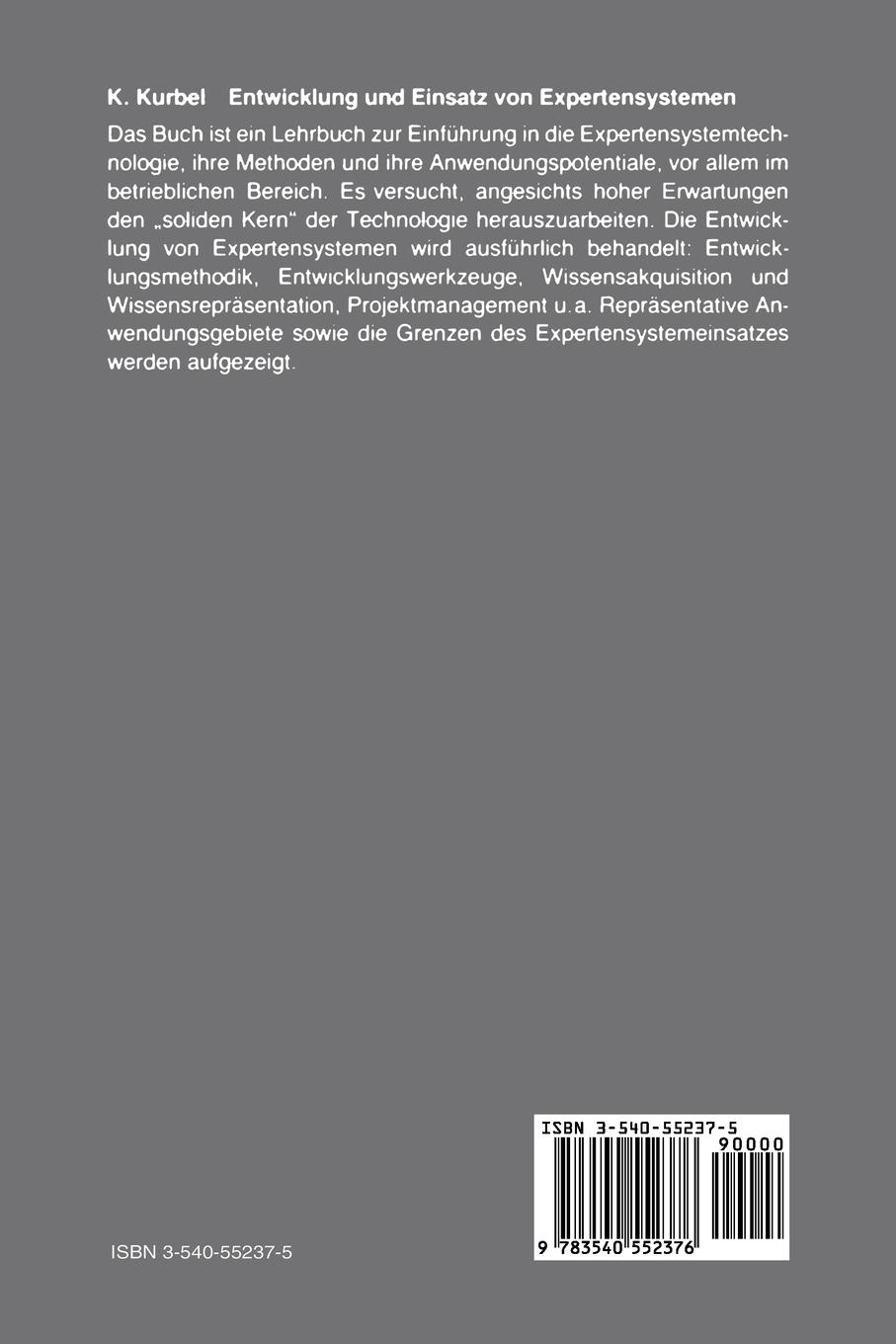 Rückseitencover Entwicklung und Einsatz von Expertensystemen