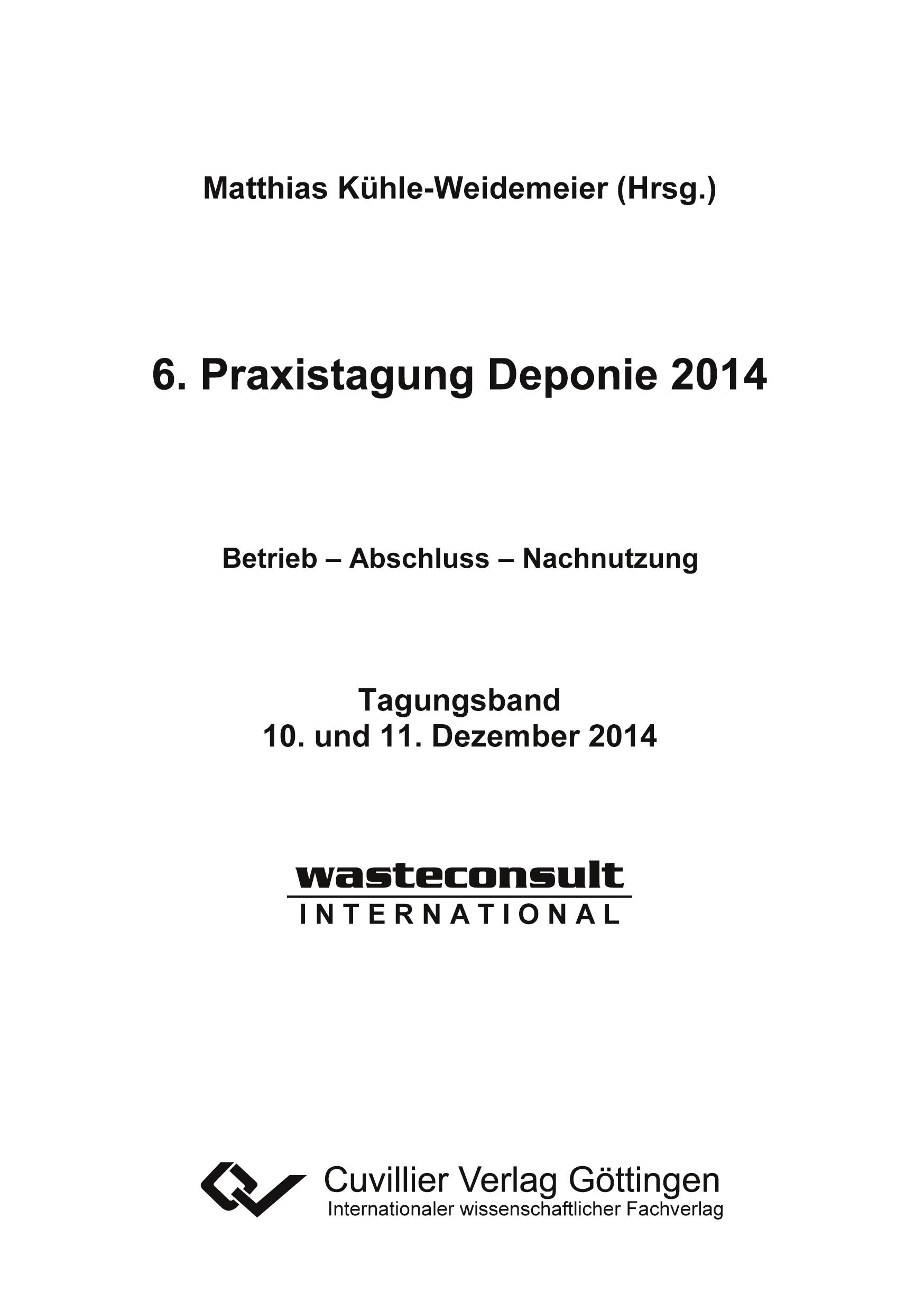 Vorderes Coverbild 6. Praxistagung Deponie 2014