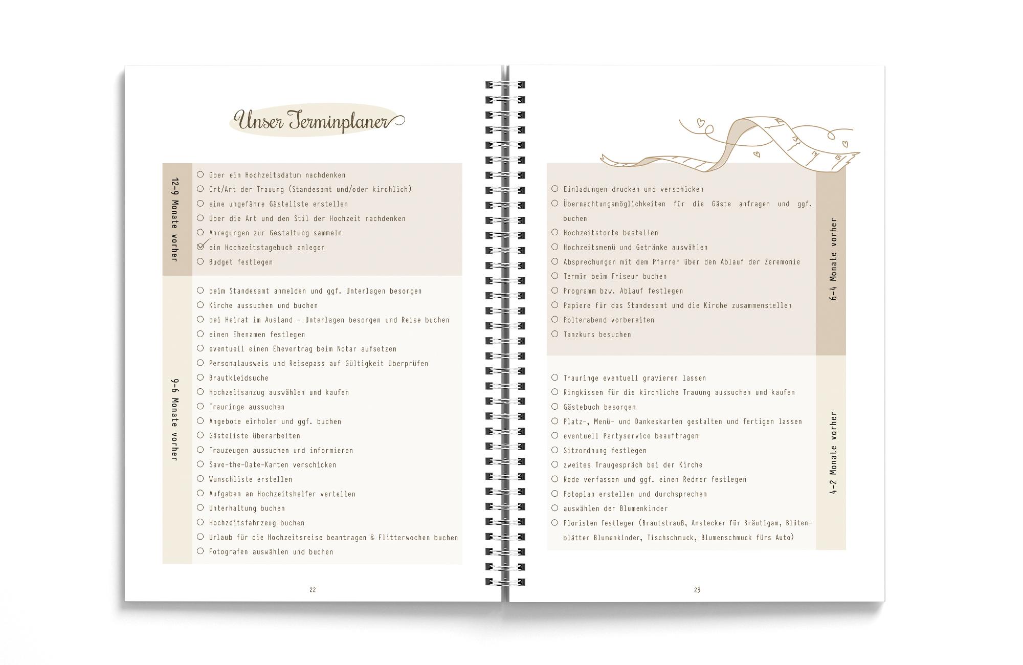 Beispielinhalt (Bild) Hochzeitstagebuch "Ja, ich will!"