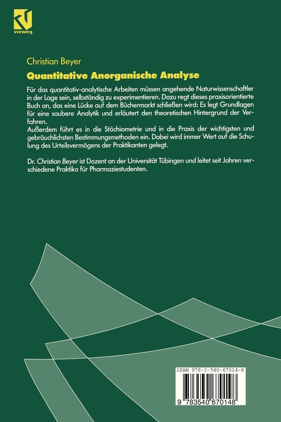 Rückseitencover Quantitative Anorganische Analyse