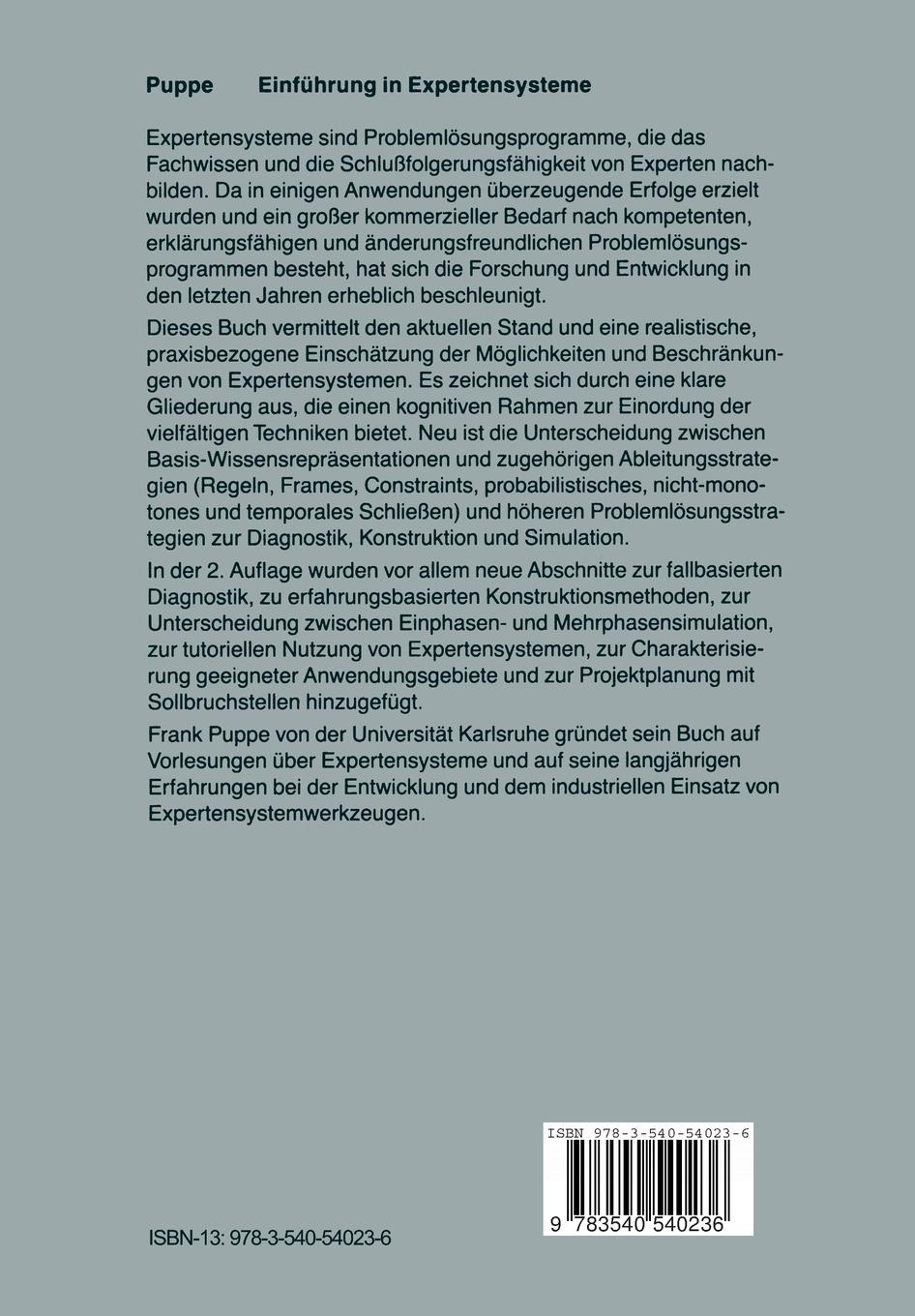 Rückseitencover Einführung in Expertensysteme