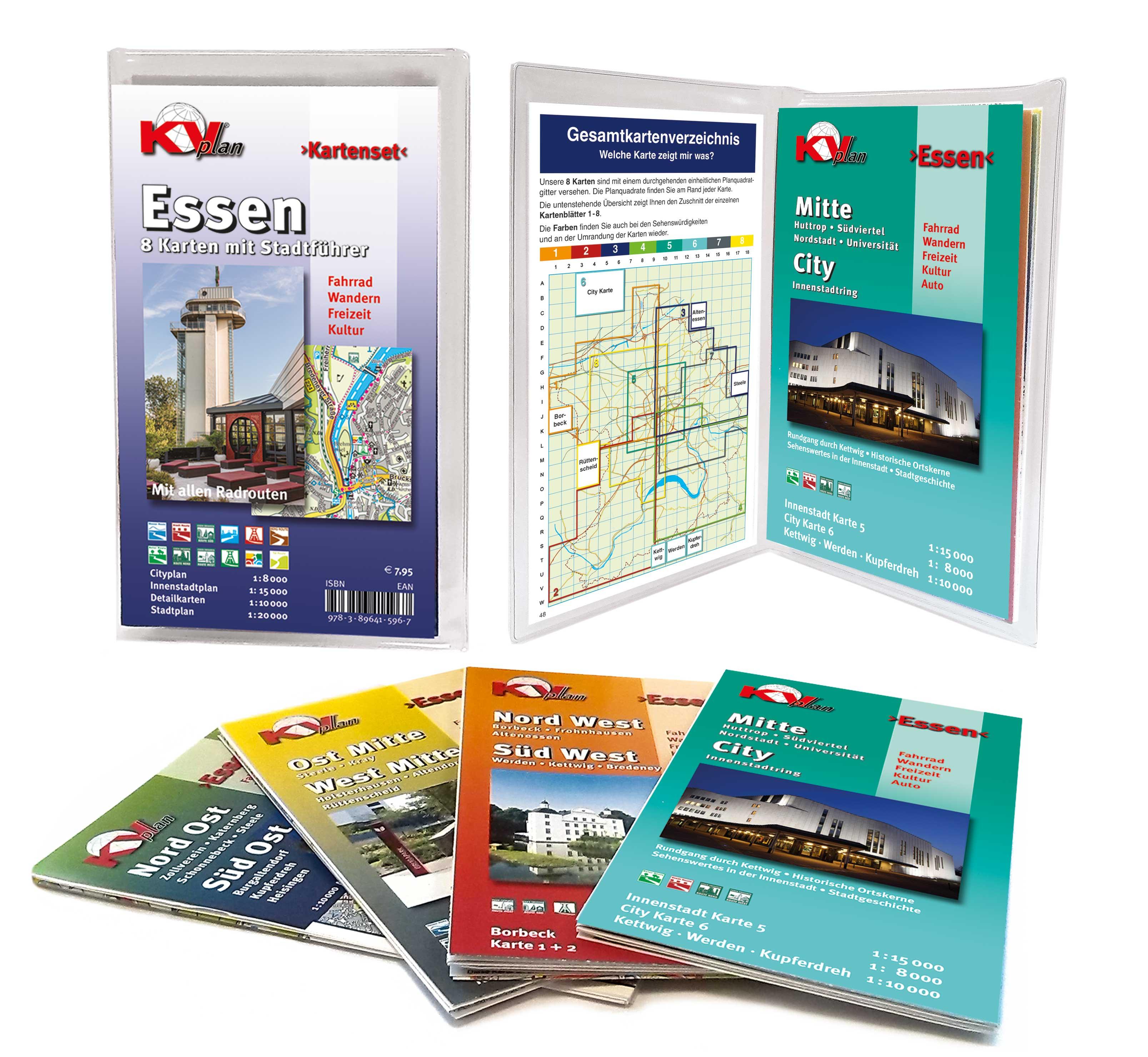 Beispielinhalt (Bild) Essen ? Kartenset, KVplan, Radkarte/Wanderkarte/Stadtplan, 1:20.000 / 1:15.000 / 1:10.000