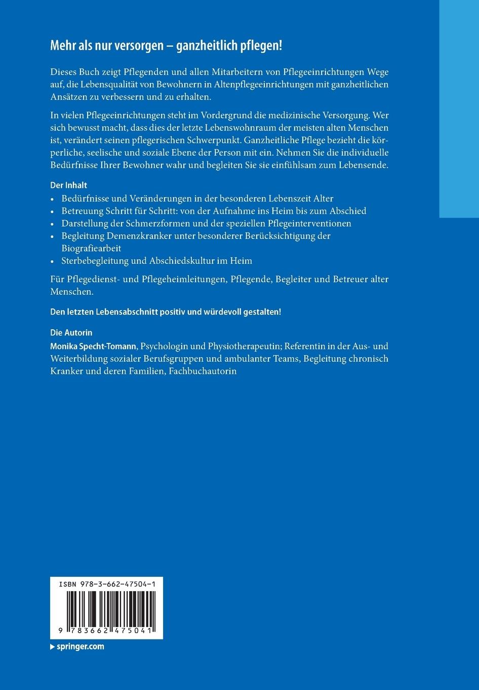 Rückseitencover Ganzheitliche Pflege von alten Menschen