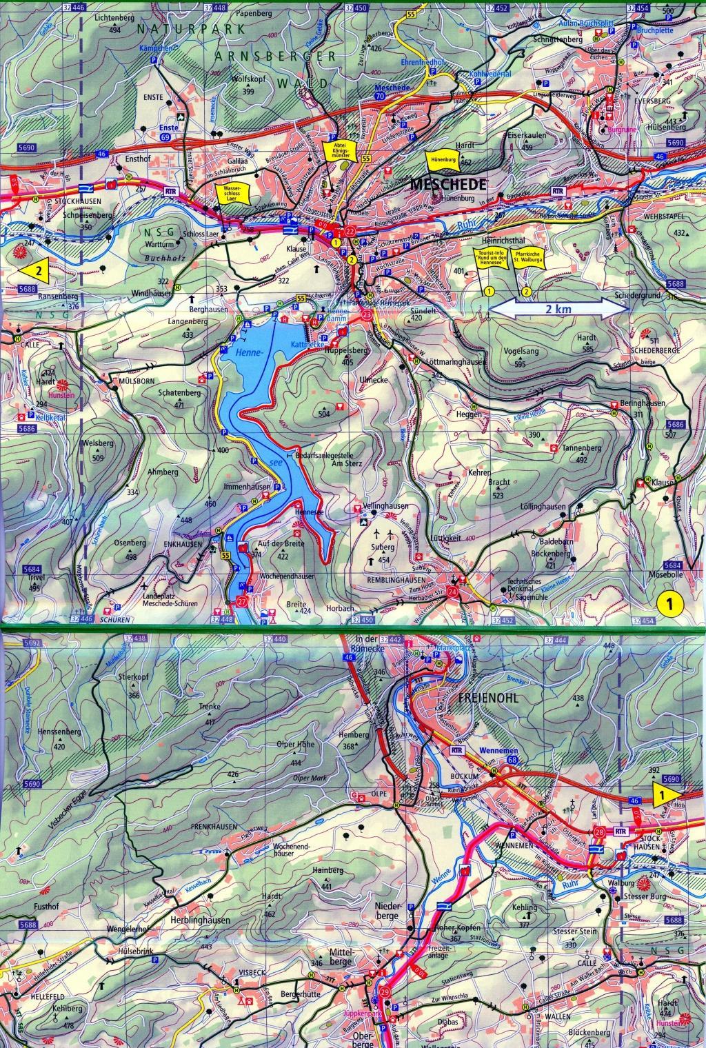 Beispielinhalt (Bild) Ruhr-Sieg-Radweg Radtourenkarte