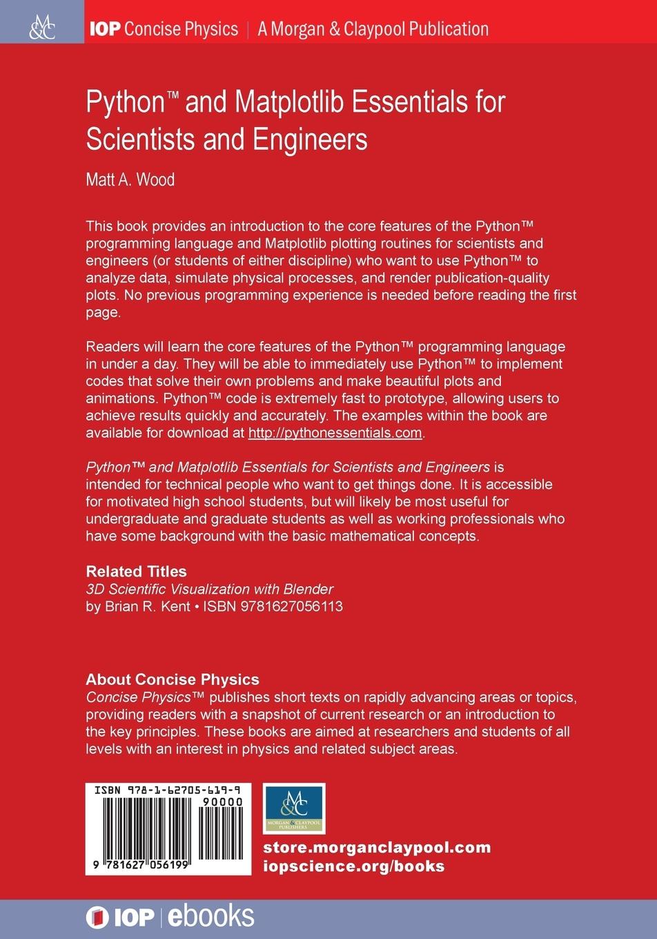 Rückseitencover Python and Matplotlib Essentials for Scientists and Engineers