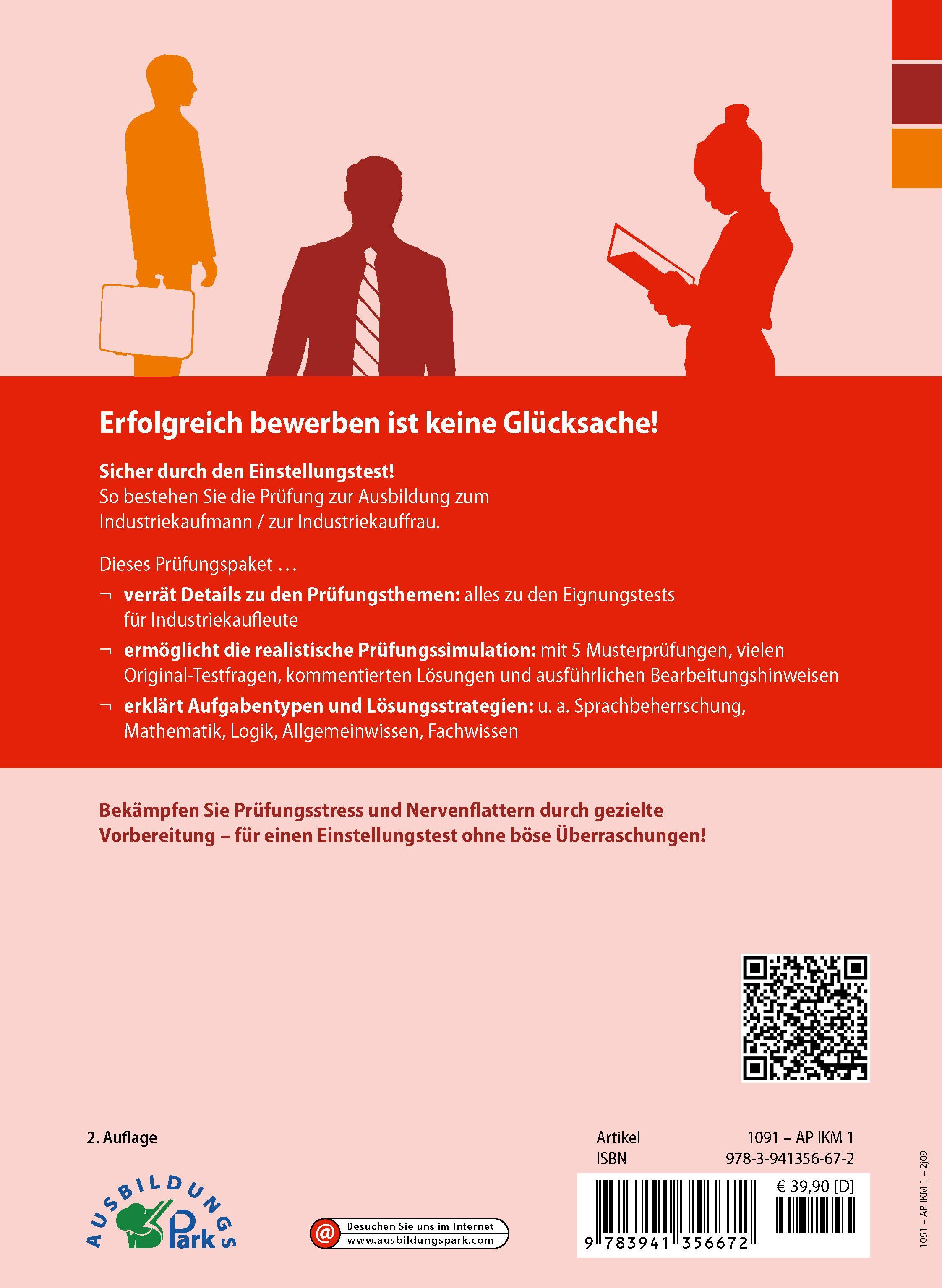 Rückseitencover Der Eignungstest / Einstellungstest zur Ausbildung zum Industriekaufmann / zur Industriekauffrau
