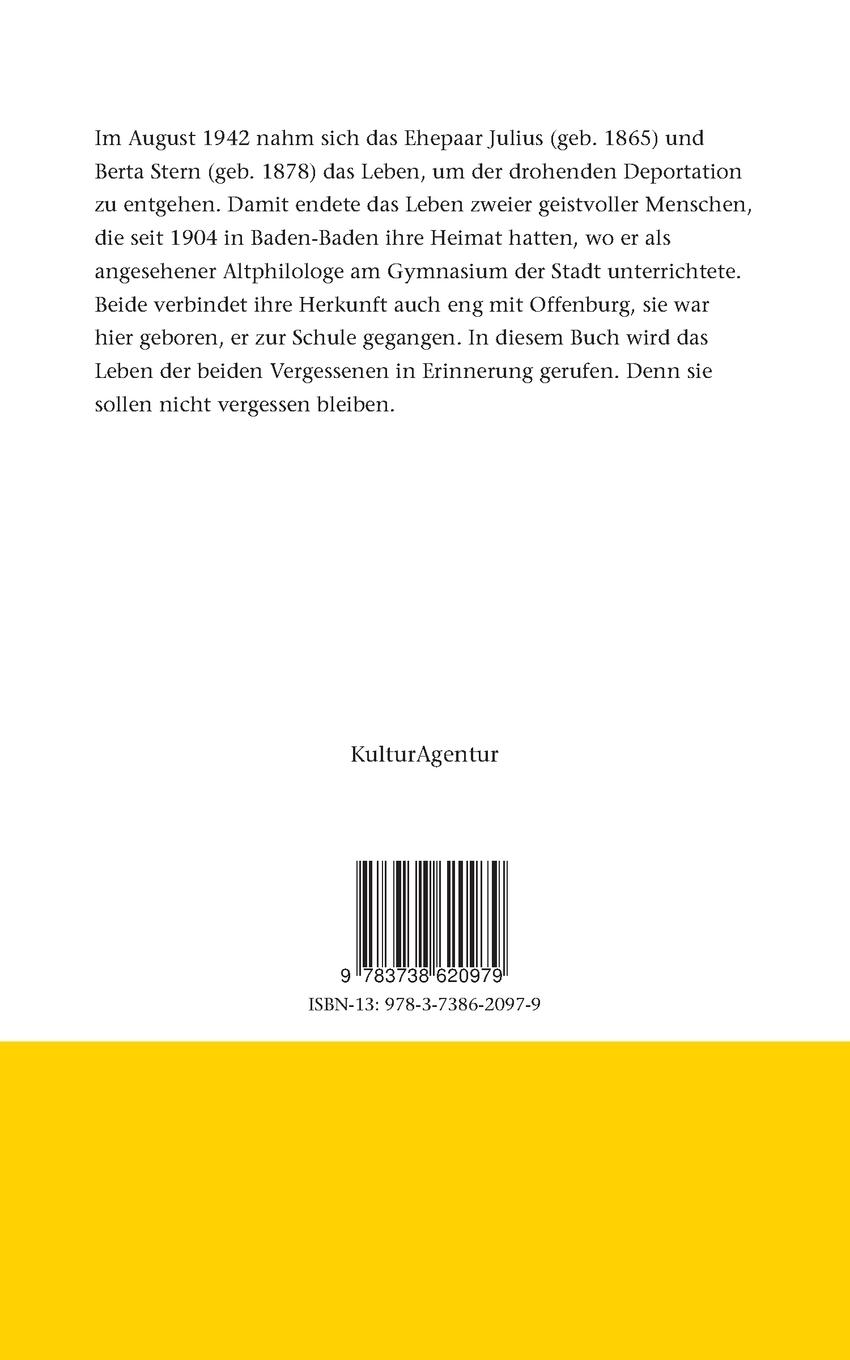 Rückseitencover Kaddisch für Julius und Berta Stern