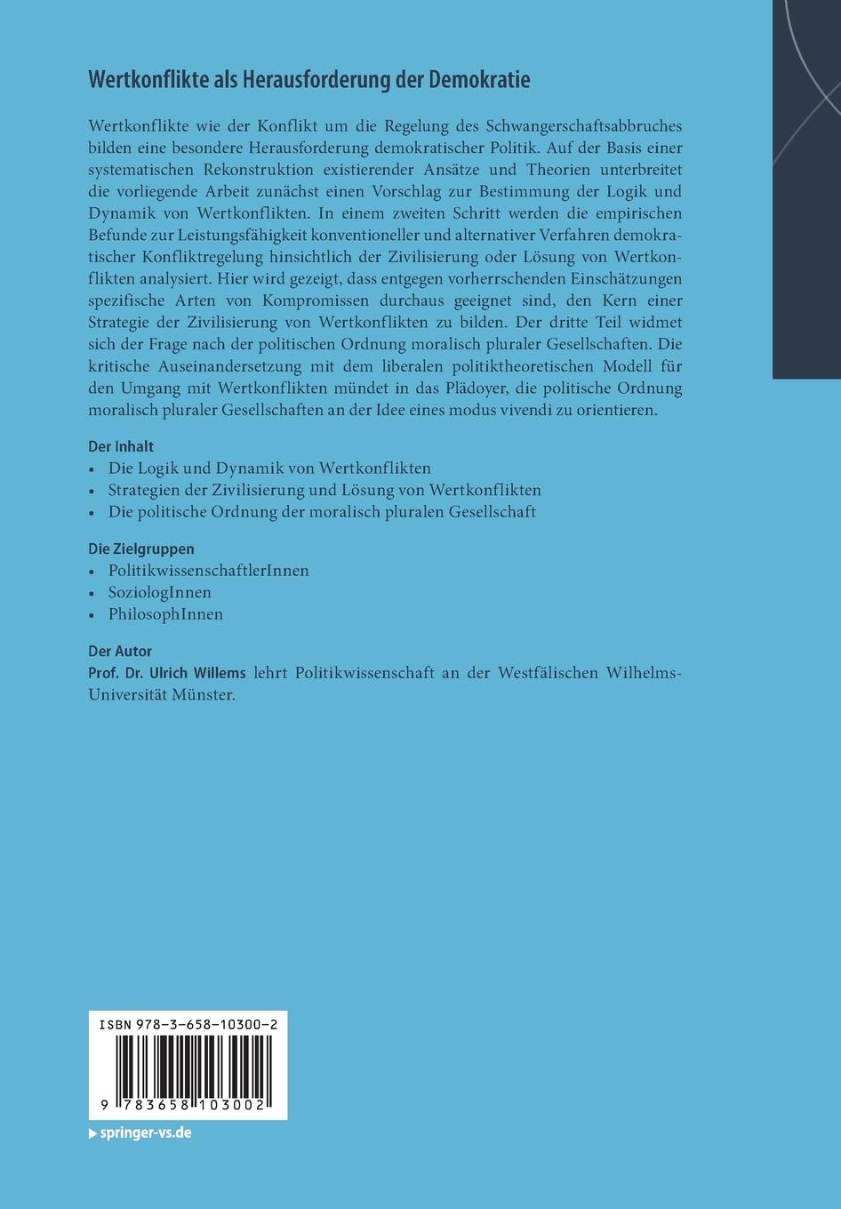 Rückseitencover Wertkonflikte als Herausforderung der Demokratie