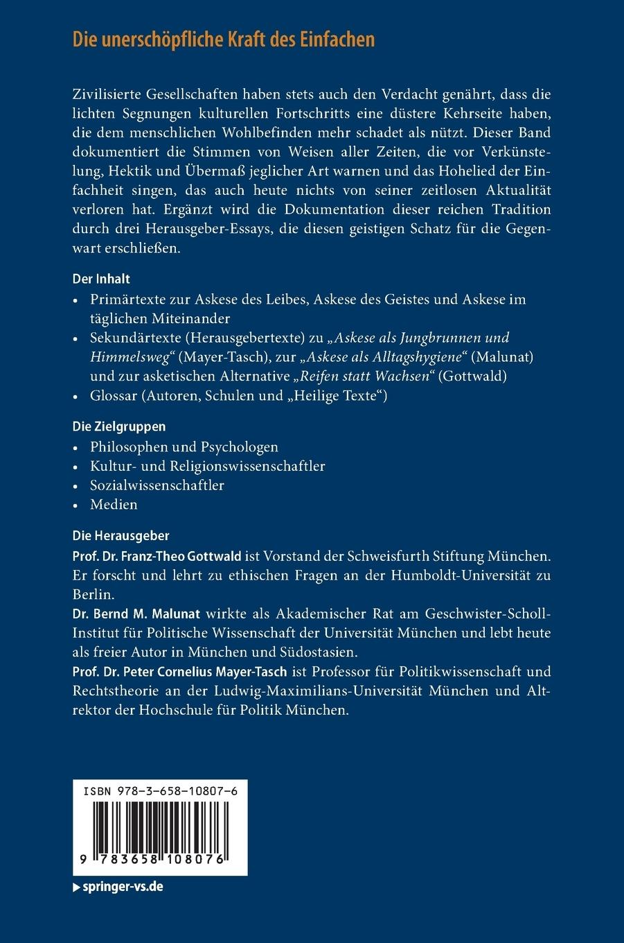 Rückseitencover Die unerschöpfliche Kraft des Einfachen