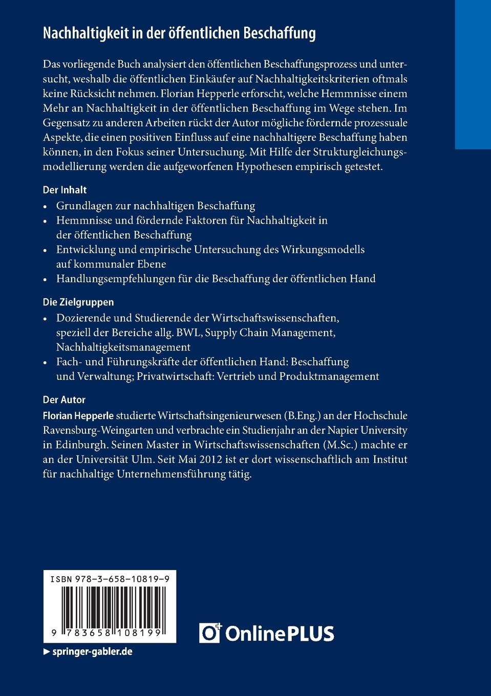 Rückseitencover Nachhaltigkeit in der öffentlichen Beschaffung