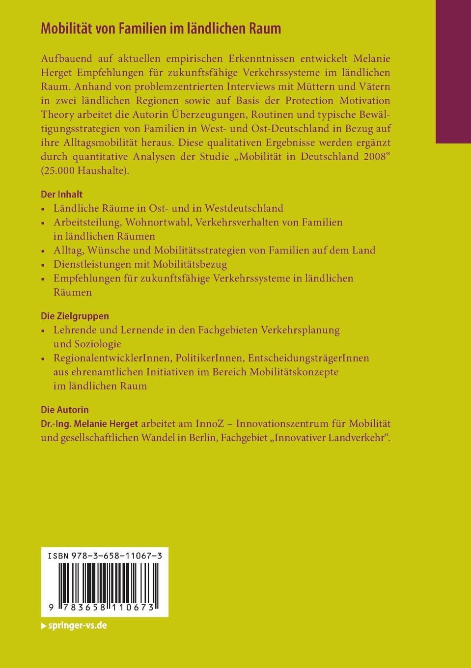 Rückseitencover Mobilität von Familien im ländlichen Raum