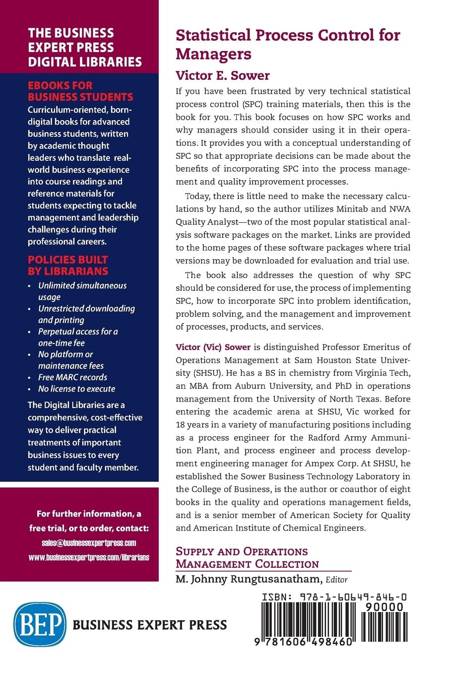 Rückseitencover Statistical Process Control for Managers