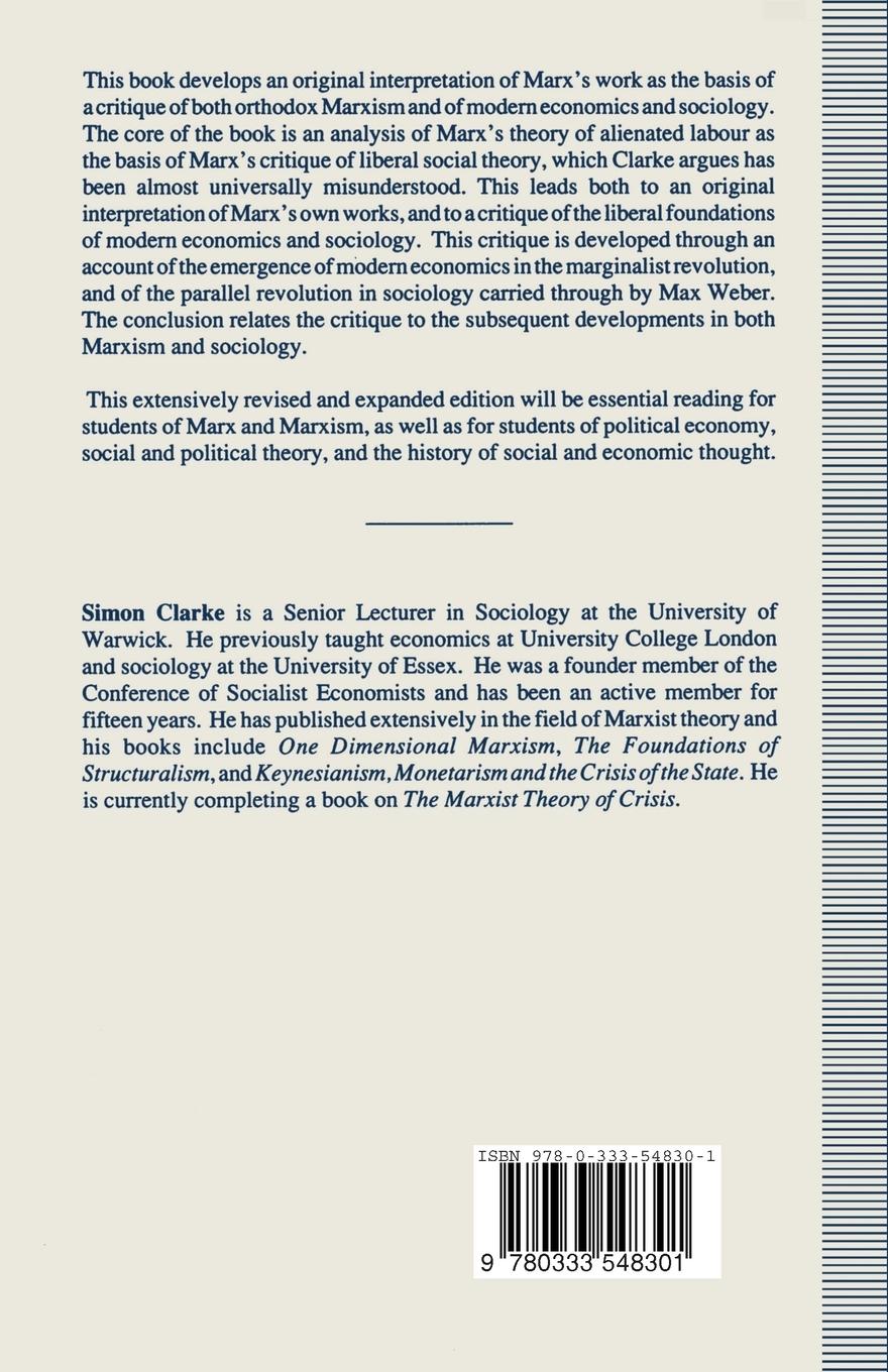 Rückseitencover Marx, Marginalism and Modern Sociology