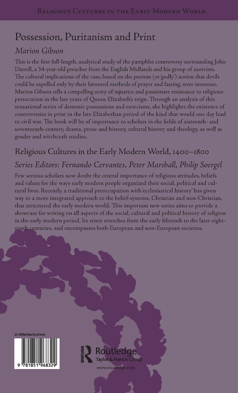 Rückseitencover Possession, Puritanism and Print