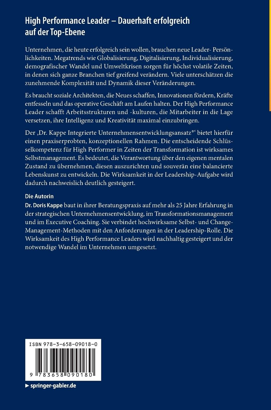 Rückseitencover High Performance Leader - Dauerhaft erfolgreich auf der Top-Ebene