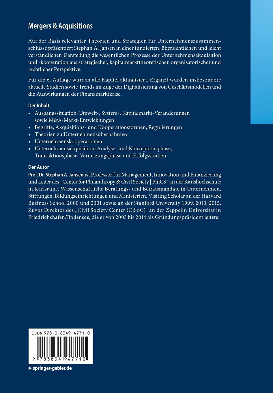 Rückseitencover Mergers & Acquisitions
