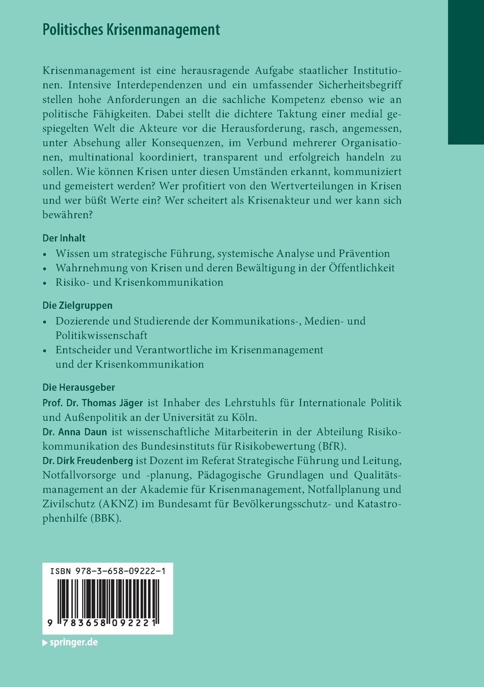 Rückseitencover Politisches Krisenmanagement