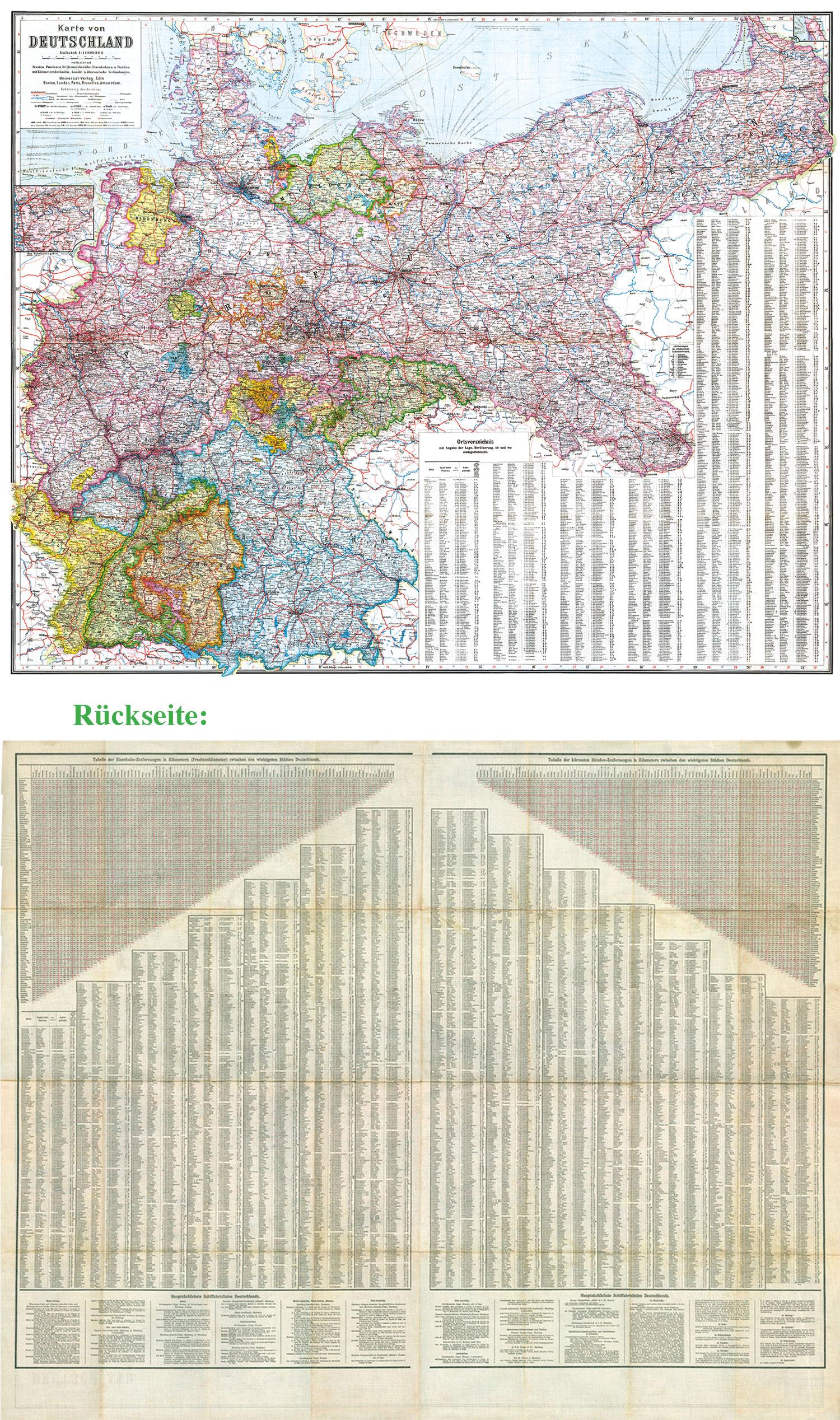 Vorderes Coverbild General-Karte Deutsches Reich - Deutschland, 1910