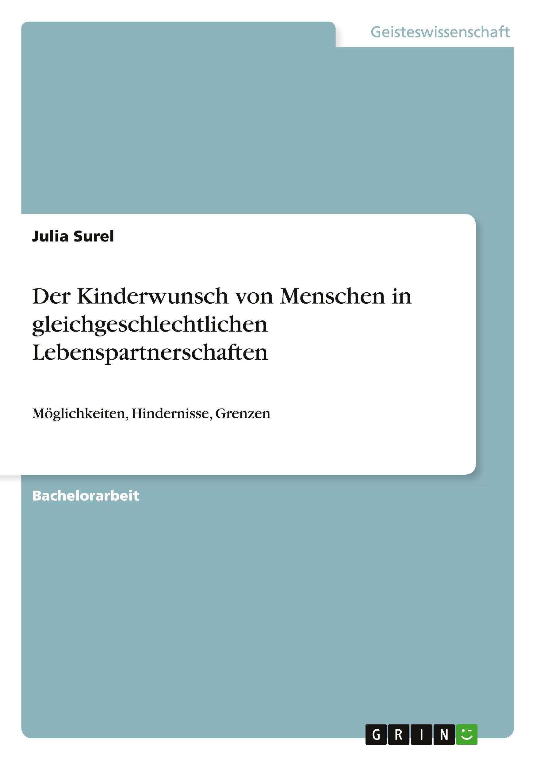 Vorderes Coverbild Der Kinderwunsch von Menschen in gleichgeschlechtlichen Lebenspartnerschaften