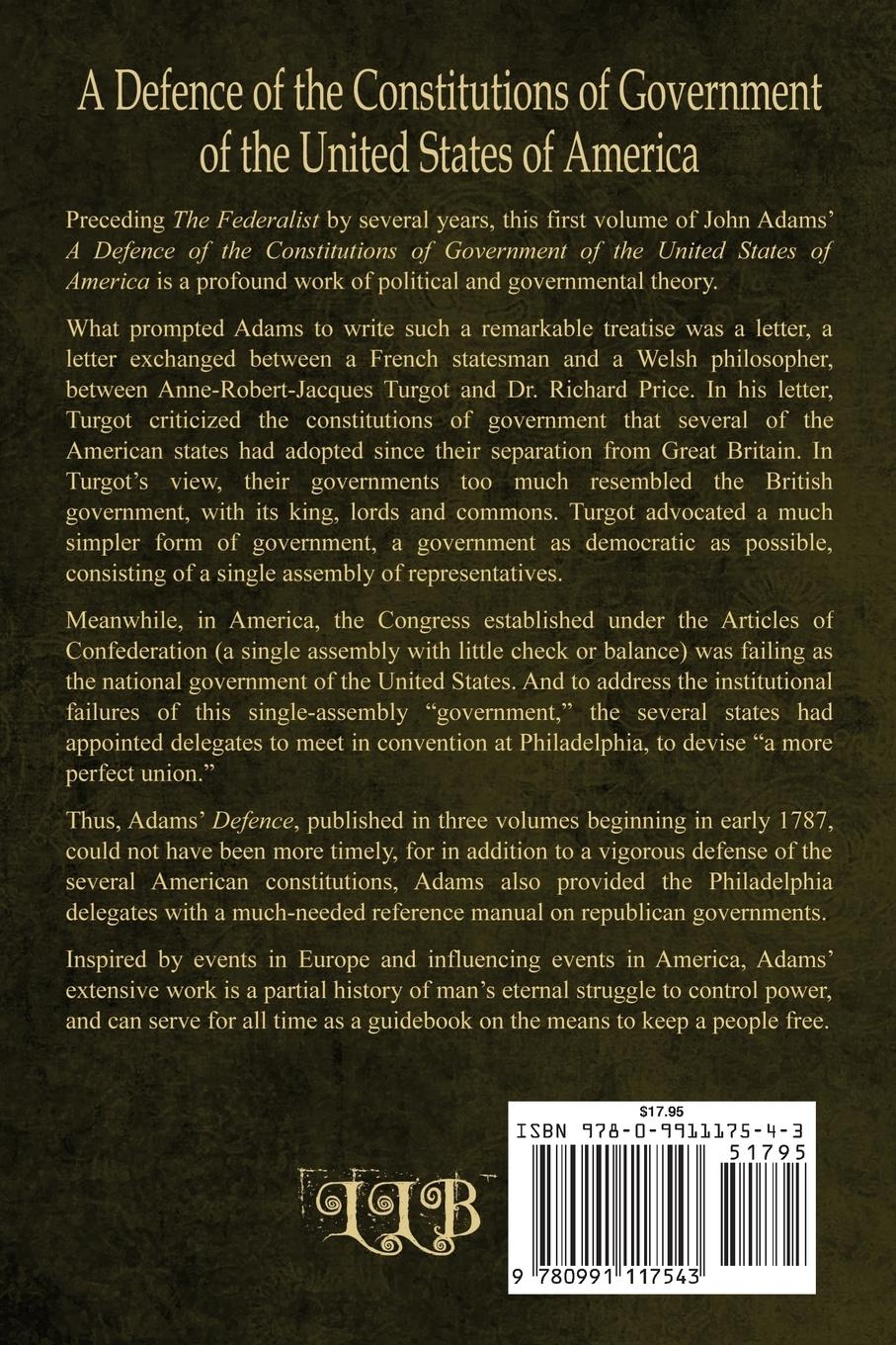 Rückseitencover A Defence of the Constitutions of Government of the United States of America