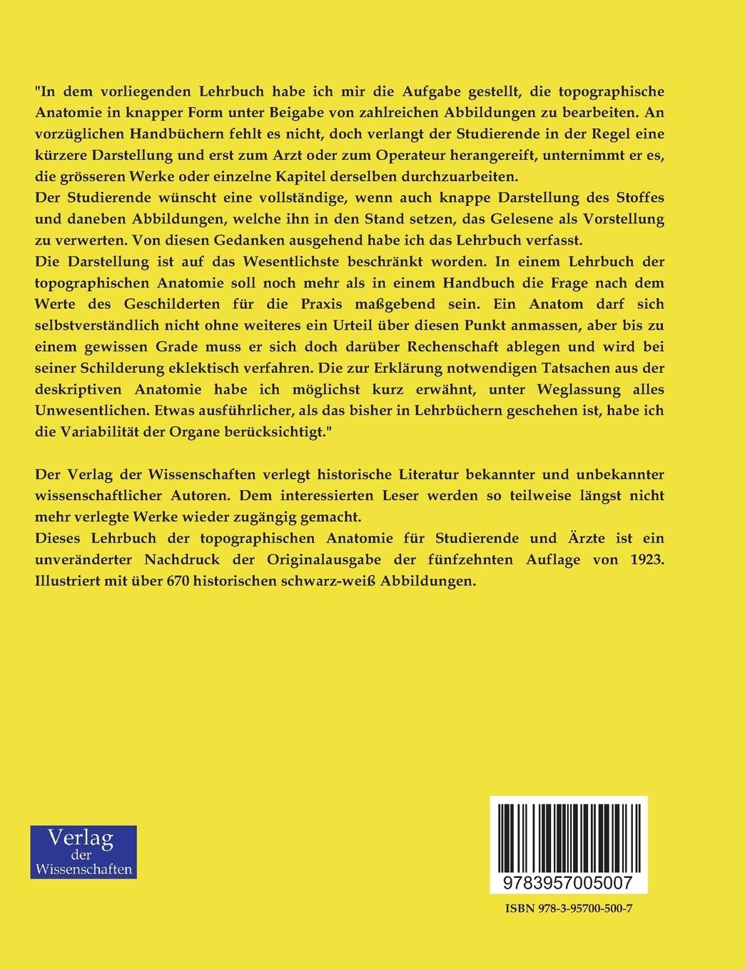 Rückseitencover Lehrbuch der topographischen Anatomie