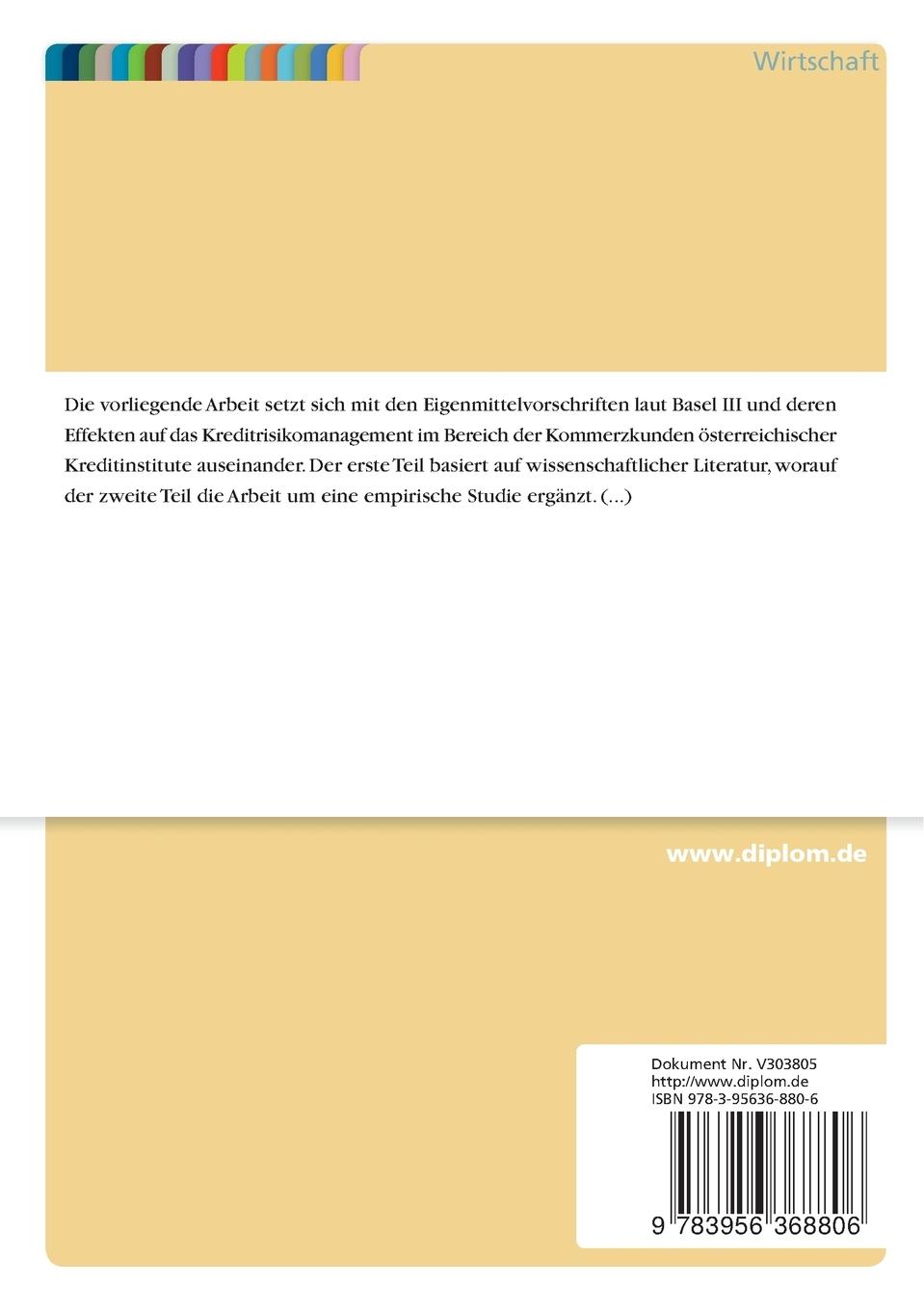 Rückseitencover Auswirkungen von Basel III auf das Kreditrisikomanagement im Kommerzkundenbereich österreichischer Kreditinstitute