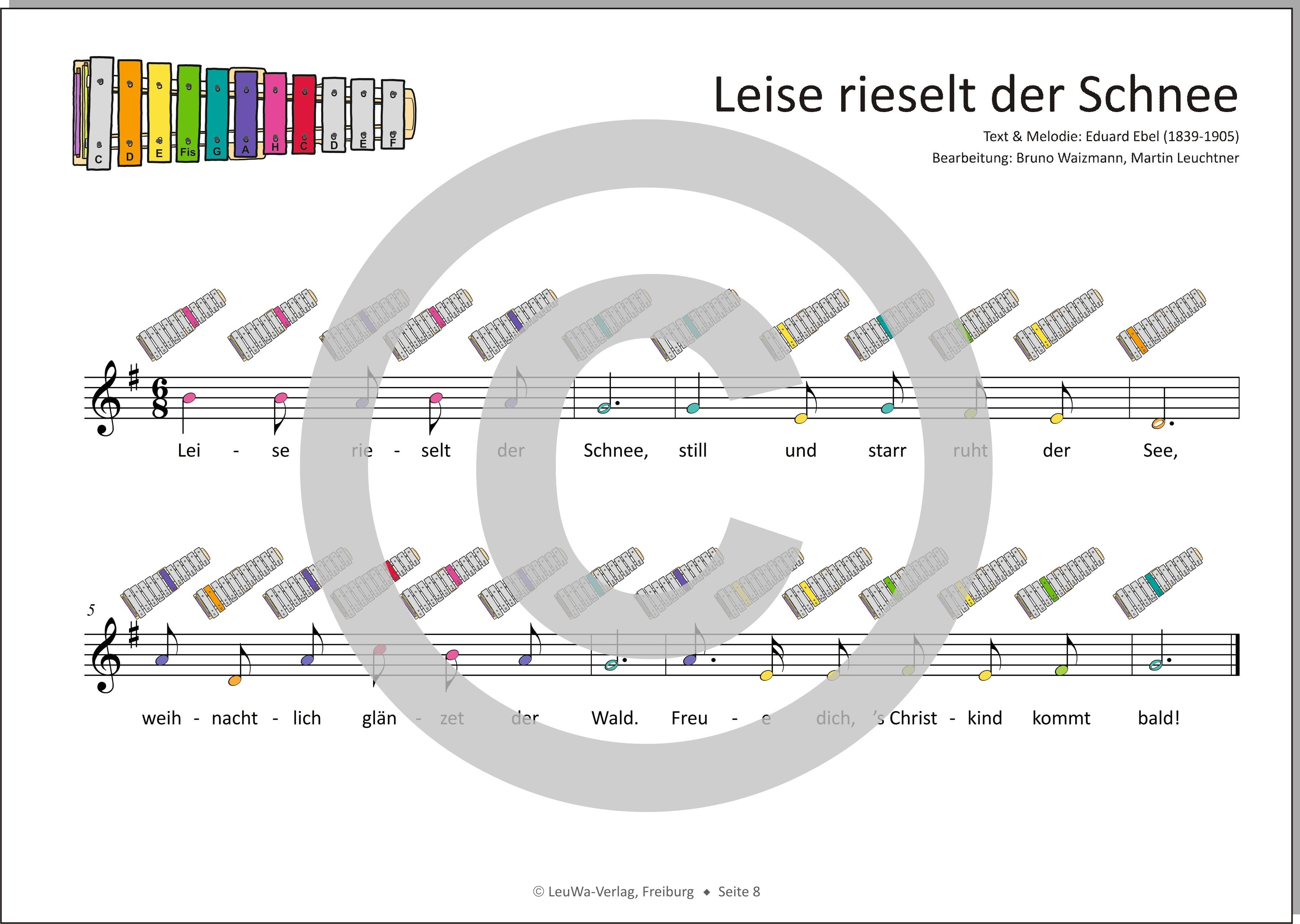 Beispielinhalt (Bild) Einfacher!-Geht-Nicht: 24 Weihnachtslieder für das SONOR BWG Boomwhackers Glockenspiel mit CD