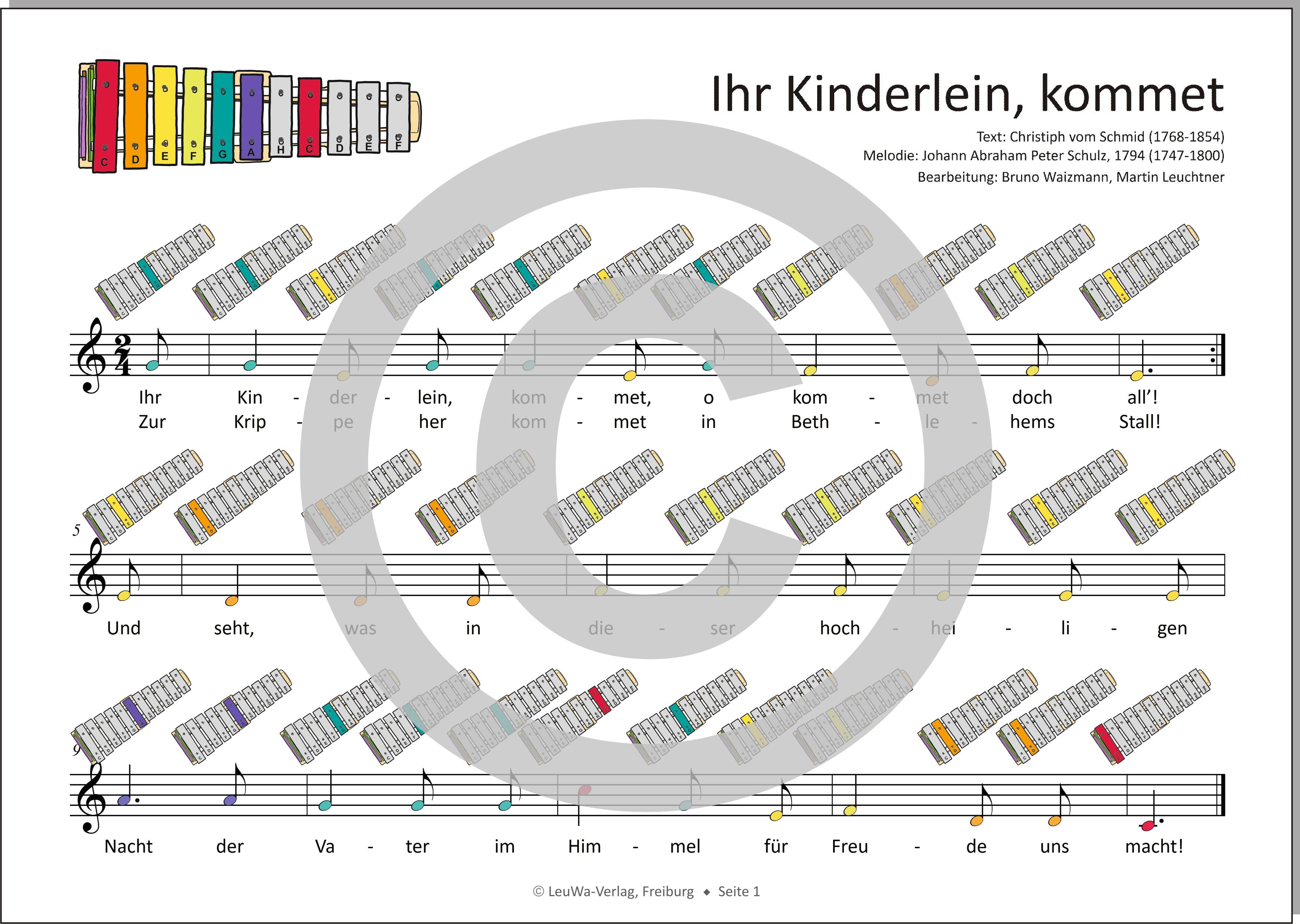 Beispielinhalt (Bild) Einfacher!-Geht-Nicht: 24 Weihnachtslieder für das SONOR BWG Boomwhackers Glockenspiel mit CD
