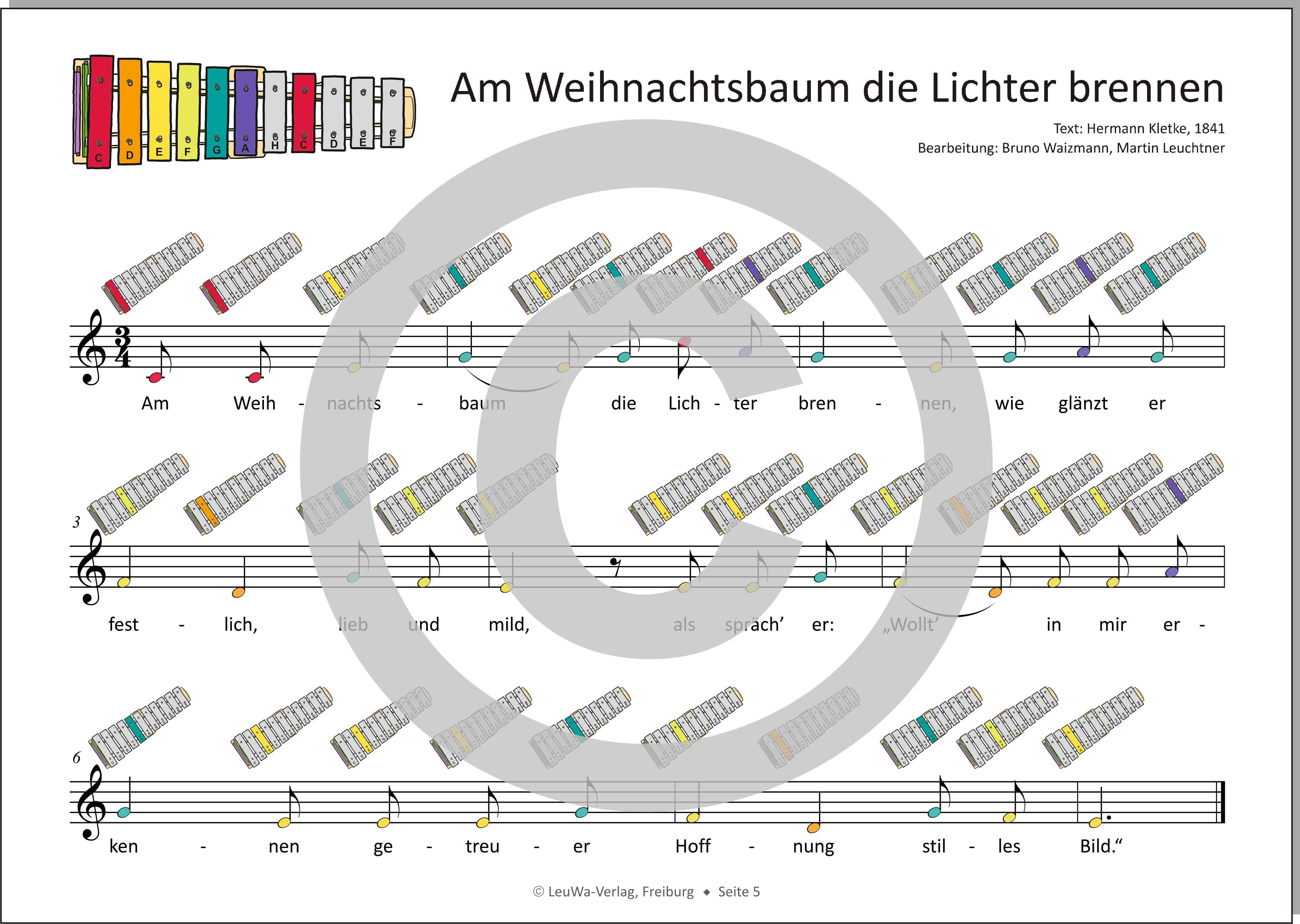 Beispielinhalt (Bild) Einfacher!-Geht-Nicht: 24 Weihnachtslieder für das SONOR BWG Boomwhackers Glockenspiel mit CD