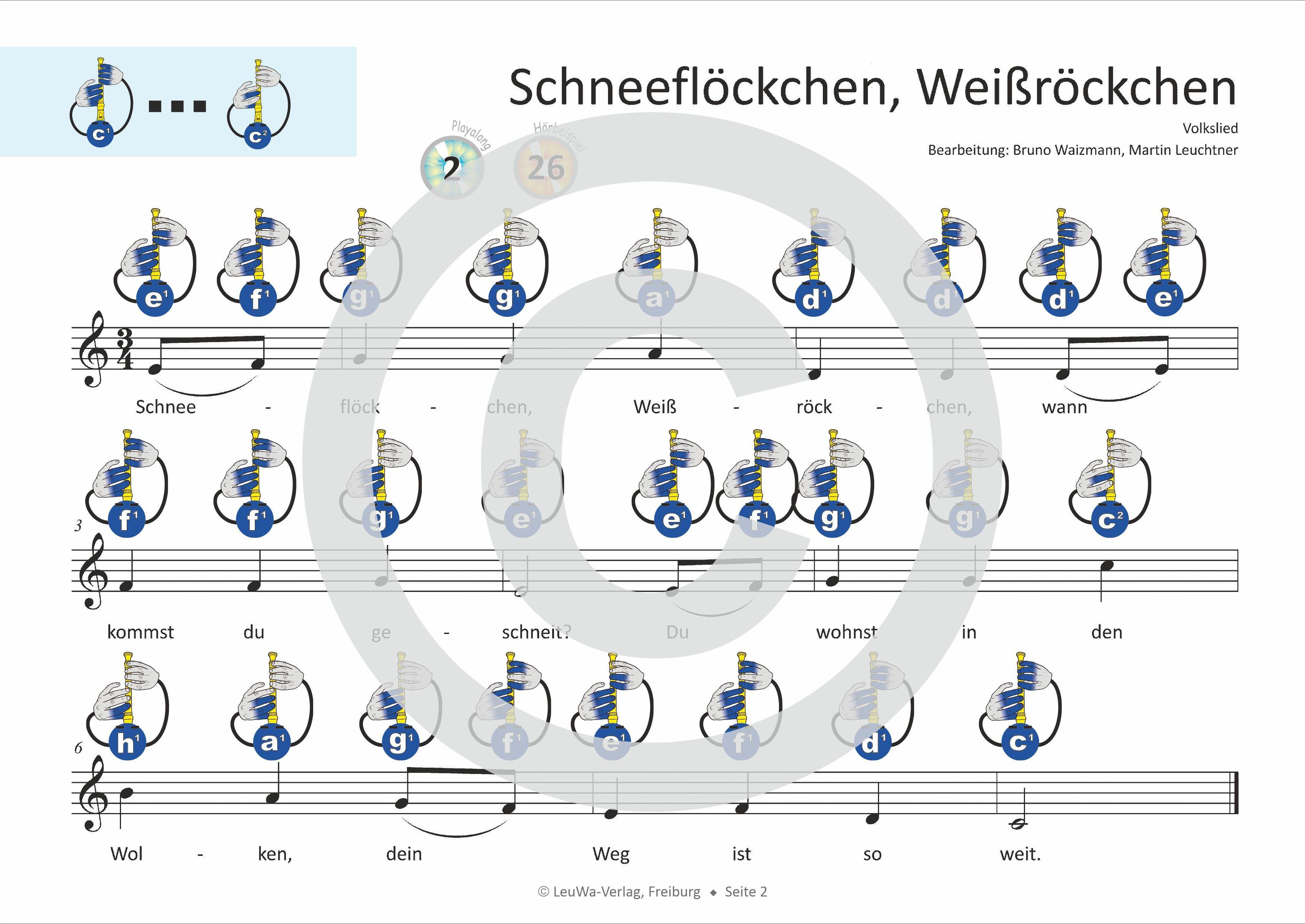 Beispielinhalt (Bild) Einfacher!-Geht-Nicht: 24 Weihnachtslieder für Sopran-Blockflöte (Barocke Griffweise) mit CD