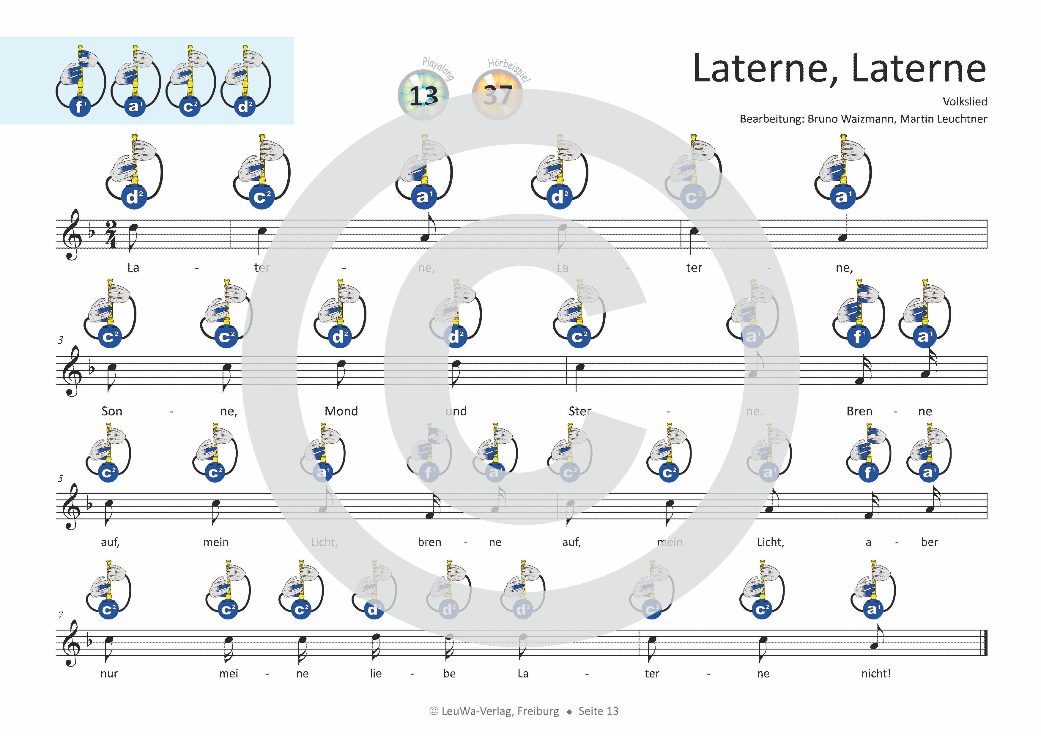 Beispielinhalt (Bild) Einfacher!-Geht-Nicht: 24 Weihnachtslieder für Sopran-Blockflöte (Barocke Griffweise) mit CD